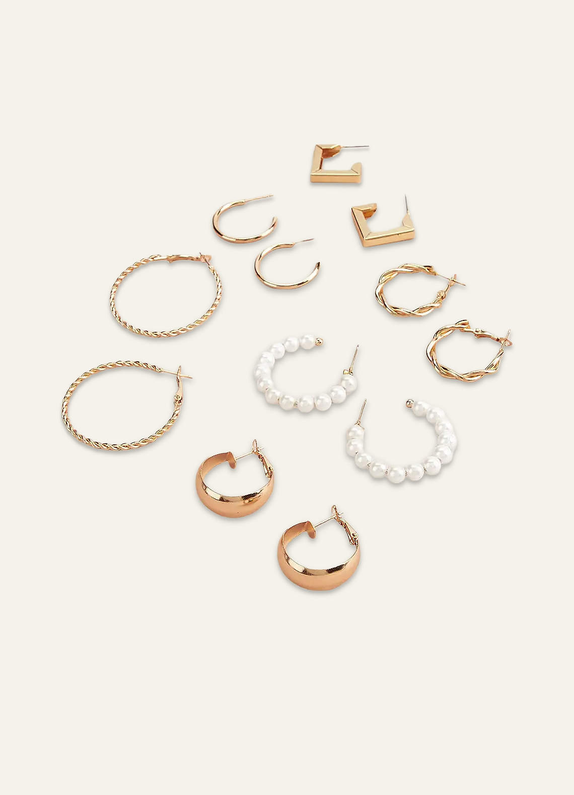 front Mångsidiga örhängen set om 6