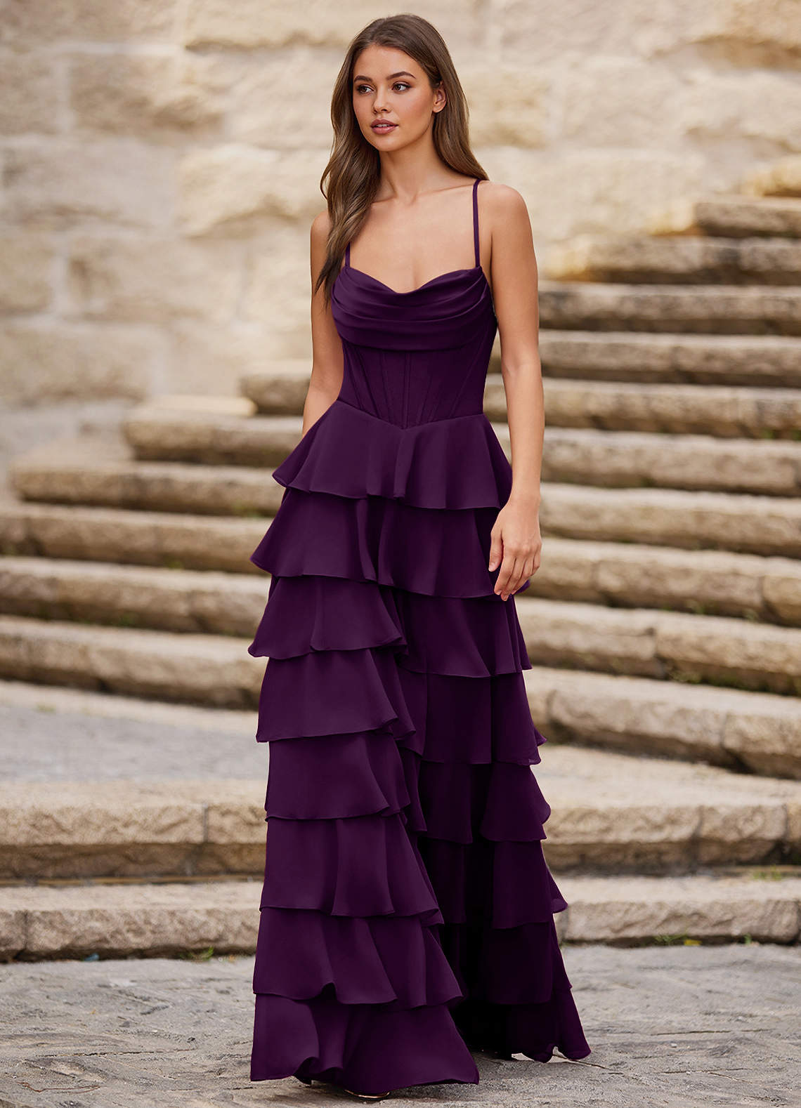 Rhythm Grape Ruffled A-line Prom Dress Prom and Homecoming Dresses | Azazie  UK