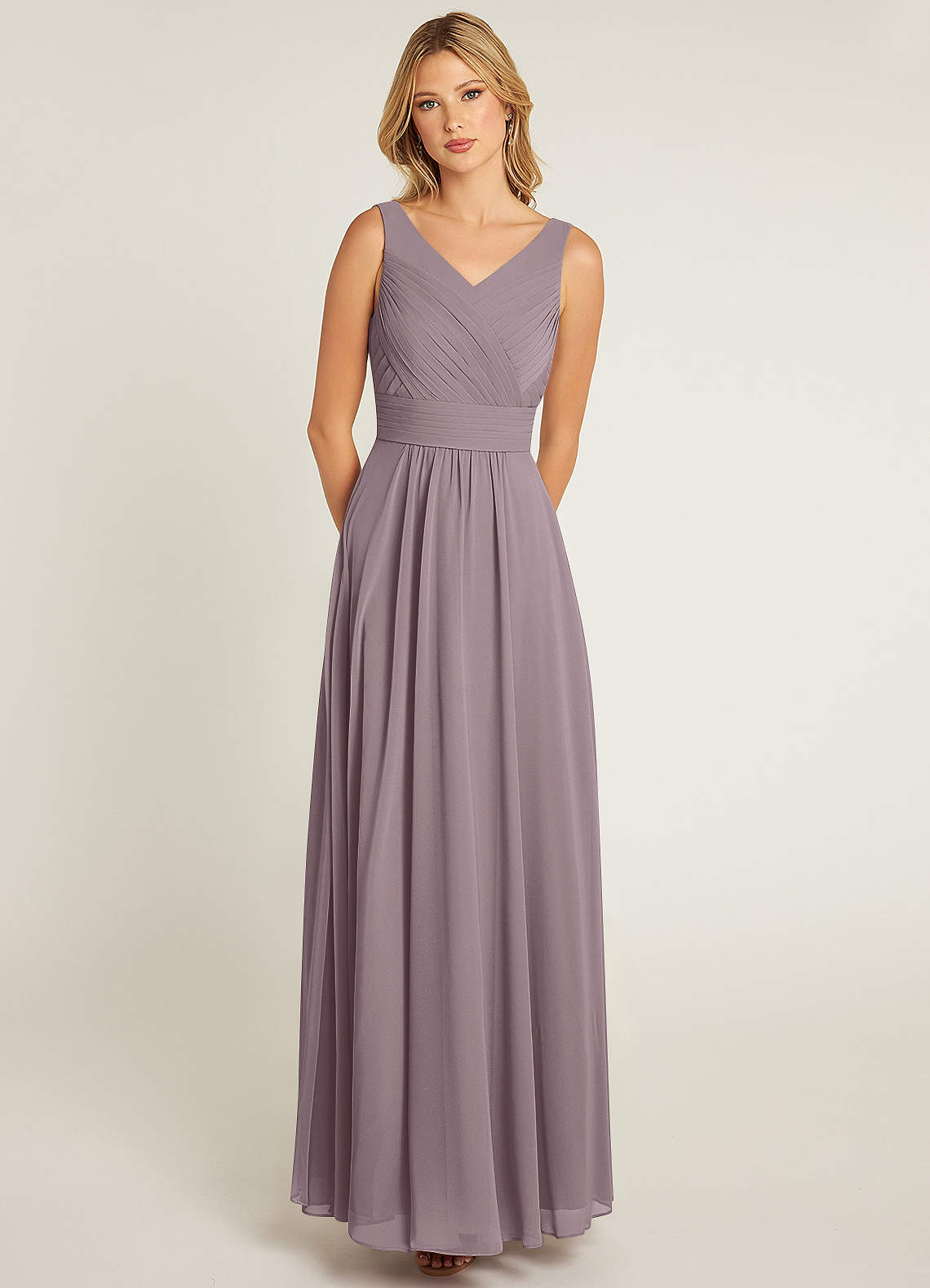 Azazie Pierrette Bridesmaid Dresses Dusk A-Line Pleated Chiffon Dress image1