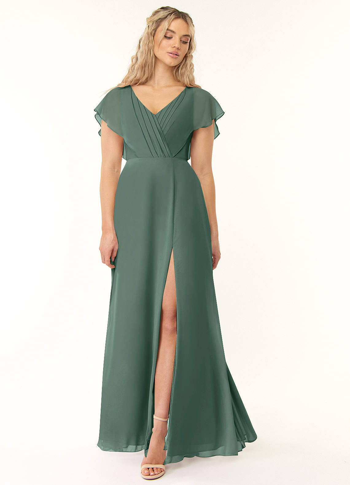 Azazie Rylee Brautjungfernkleider A-Linie Plissee Chiffon Kleid Seemoos image1