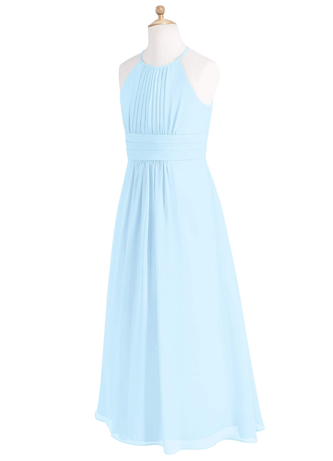 Azazie Bonnie Junior Sky Blue A-Line Pleated Chiffon Dress image6