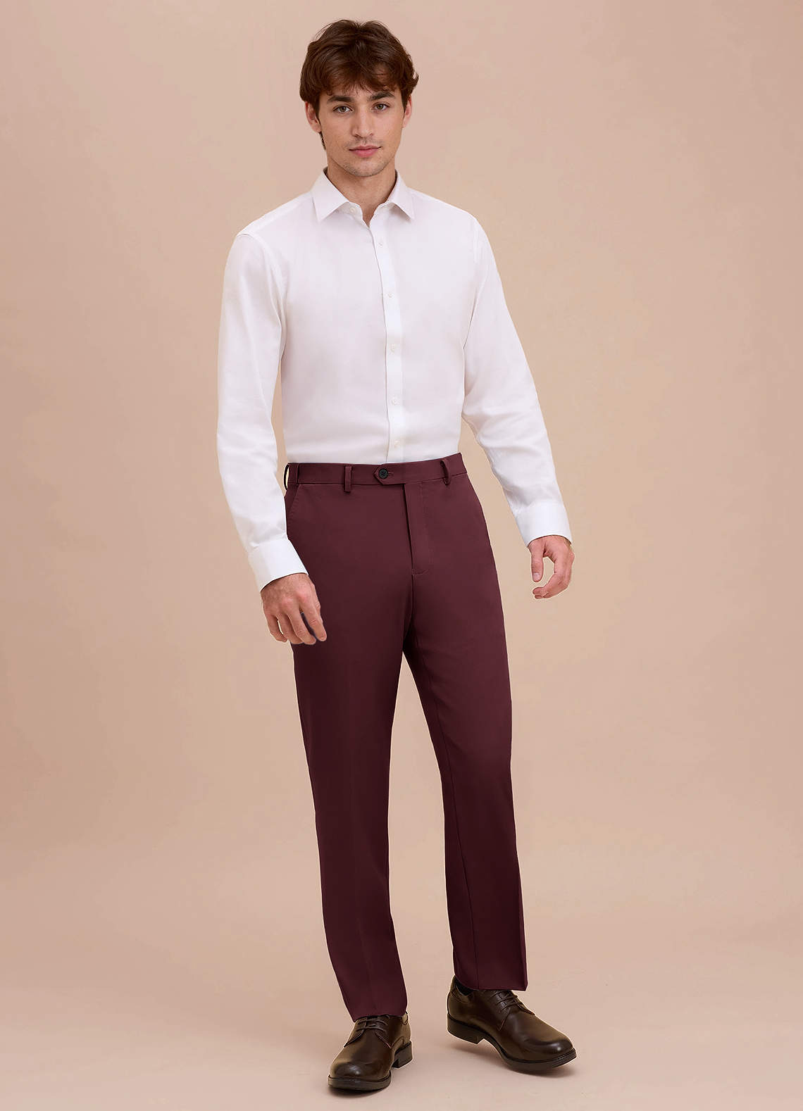 front Ethan Cabernet Refined Weave Performance Dress Pants