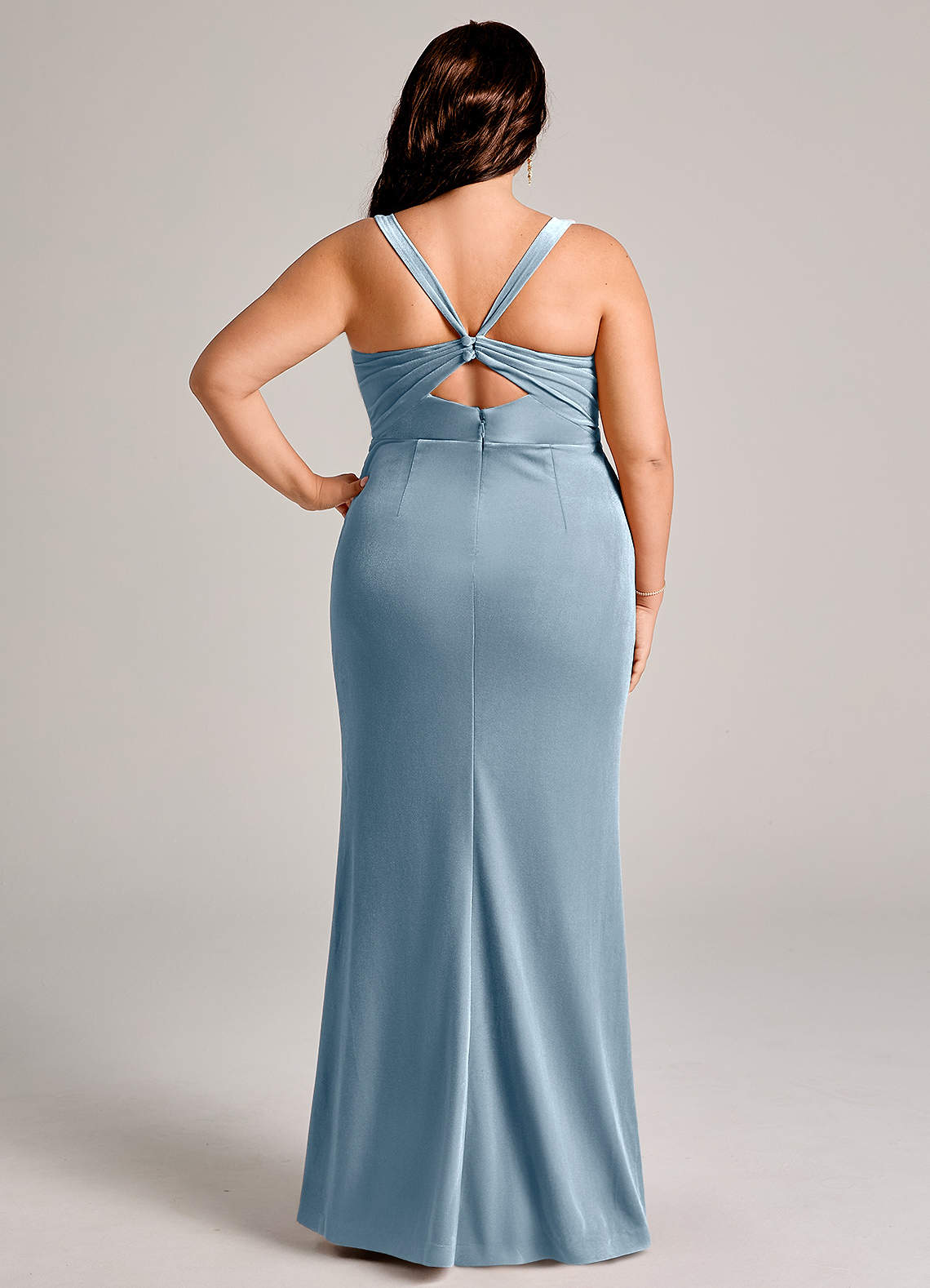 Azazie Plus Size Mermaid Square Neck Floor-Length Velvet Bridesmaid Dresses - dusty blue Azazie Plus Size Mermaid Square Neck Floor-Length Velvet Bridesmaid Dresses - dusty blue