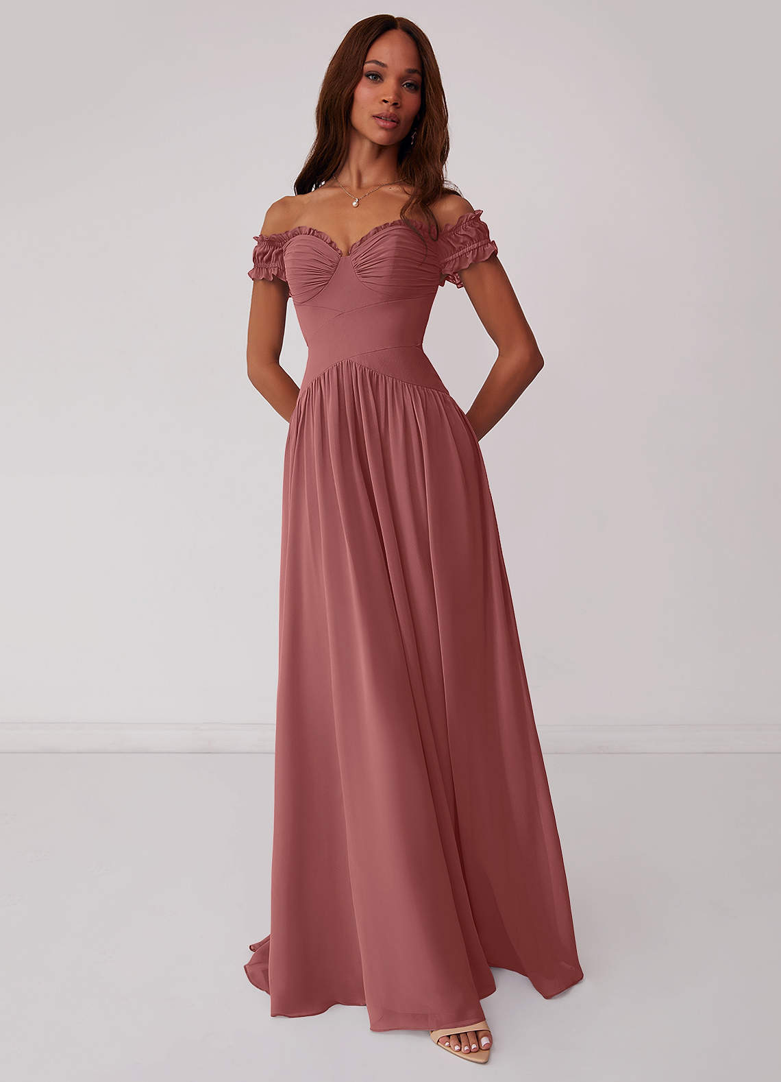 Barbie ♥ Azazie Bridesmaid Dresses Amethyst A-Line Off the Shoulder Chiffon Convertible Dress image1