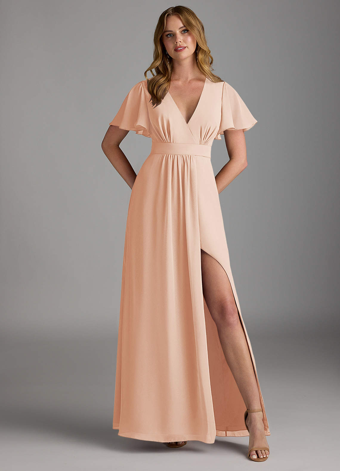 Azazie Zaniah Bridesmaid Dresses English Rose A-Line Chiffon Dress image1