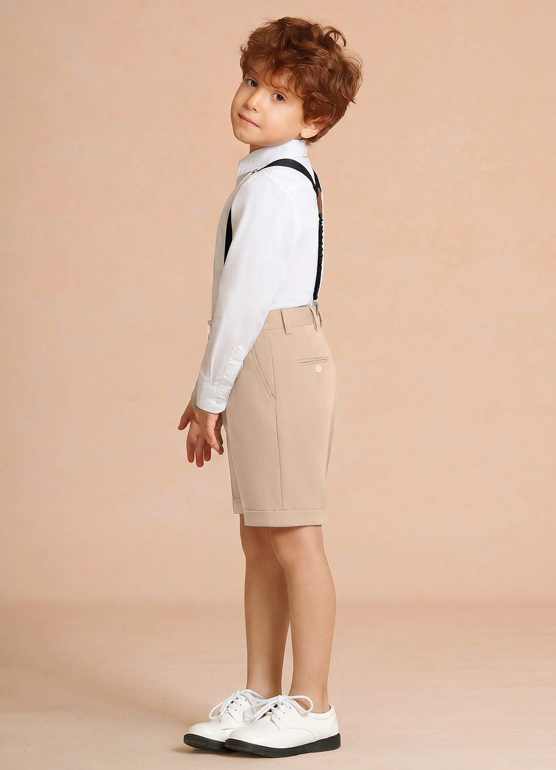 front Oliver Tan Boy Shorts Suit 3-Piece Set