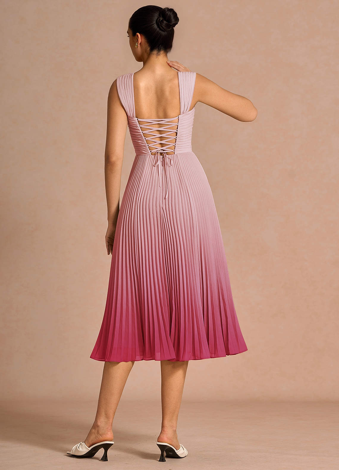 Azazie Square A-Line Midi Cocktail Dresses in Hot Pink