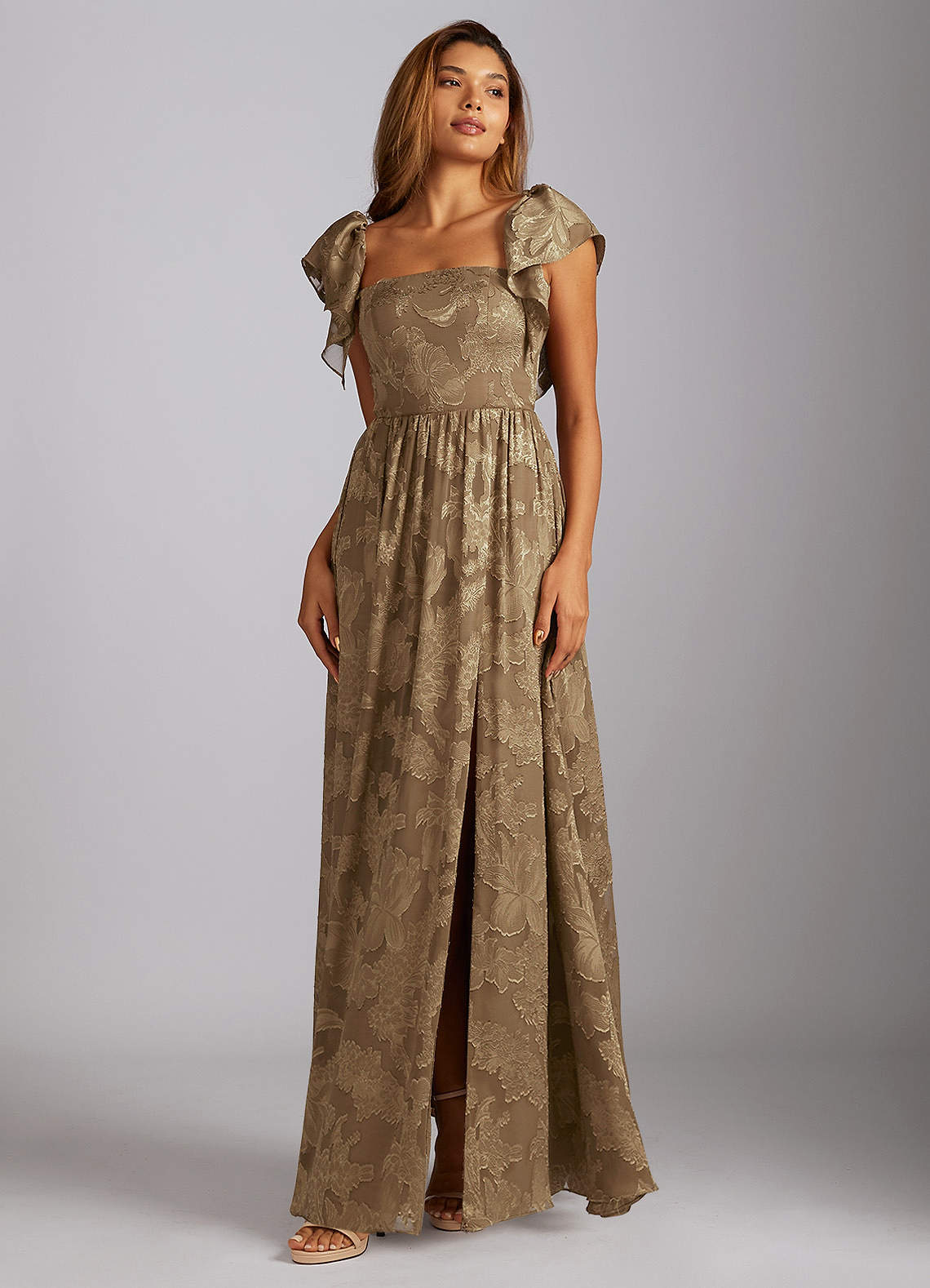 Victoria Mocha Maxi Dress | Azazie