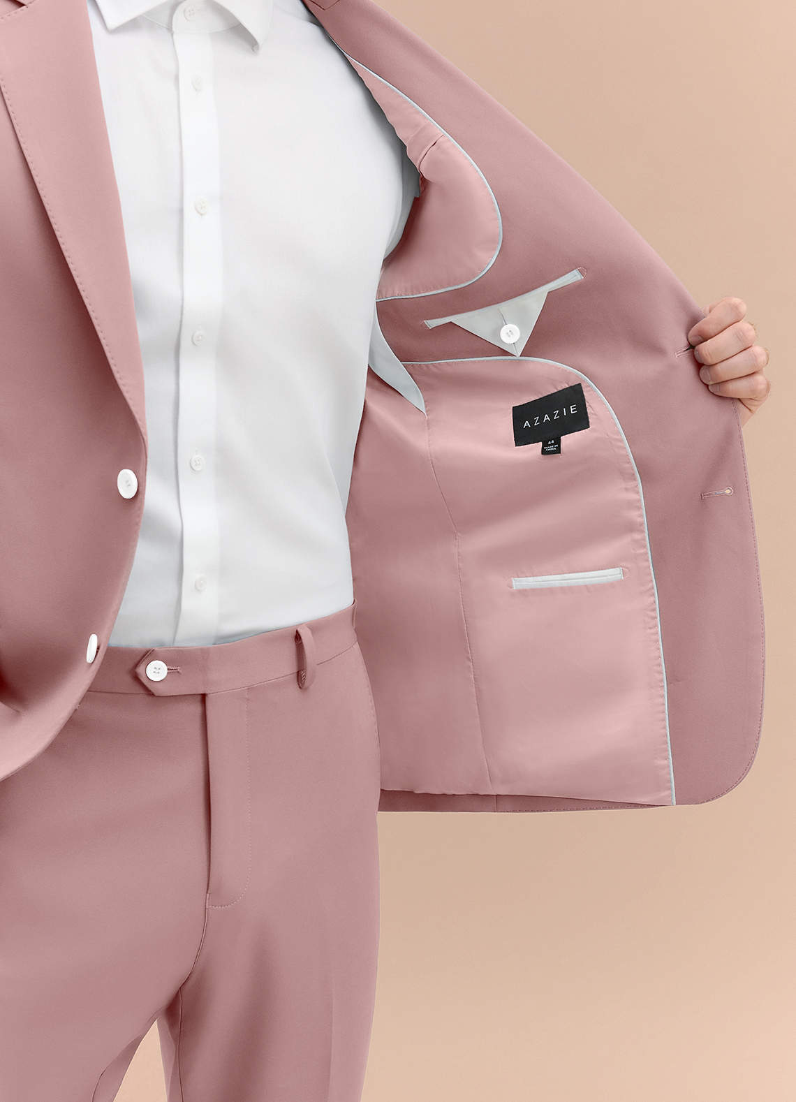 front James Dusty Rose Structured Stretch Suit Jacket