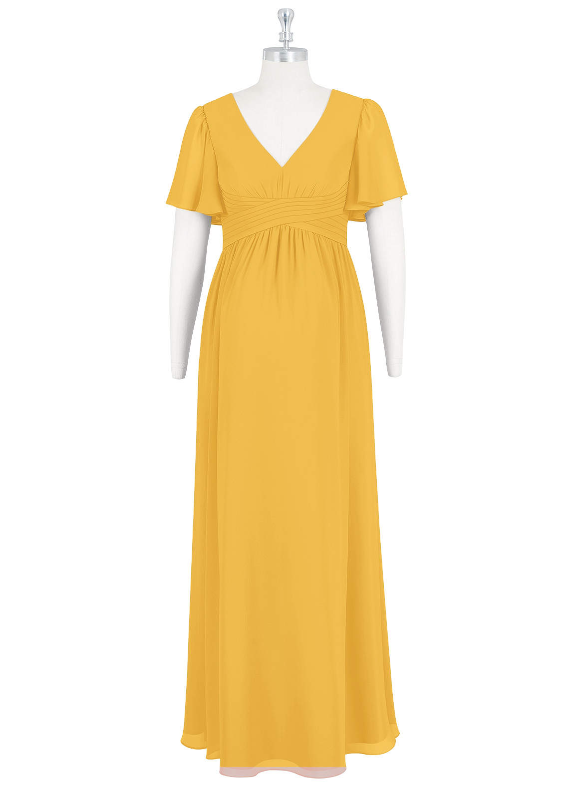 Azazie Verna Maternity Bridesmaid Dresses A-Line V-Neck Ruched Chiffon Floor-Length Dress image6