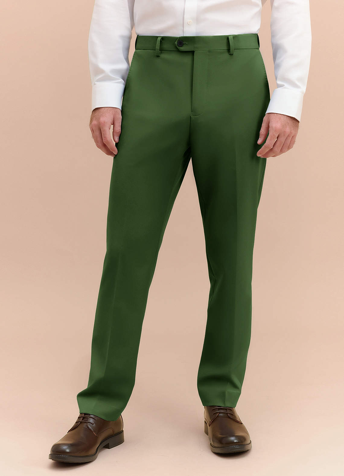 front James Olive Structured Stretch Dress Pants