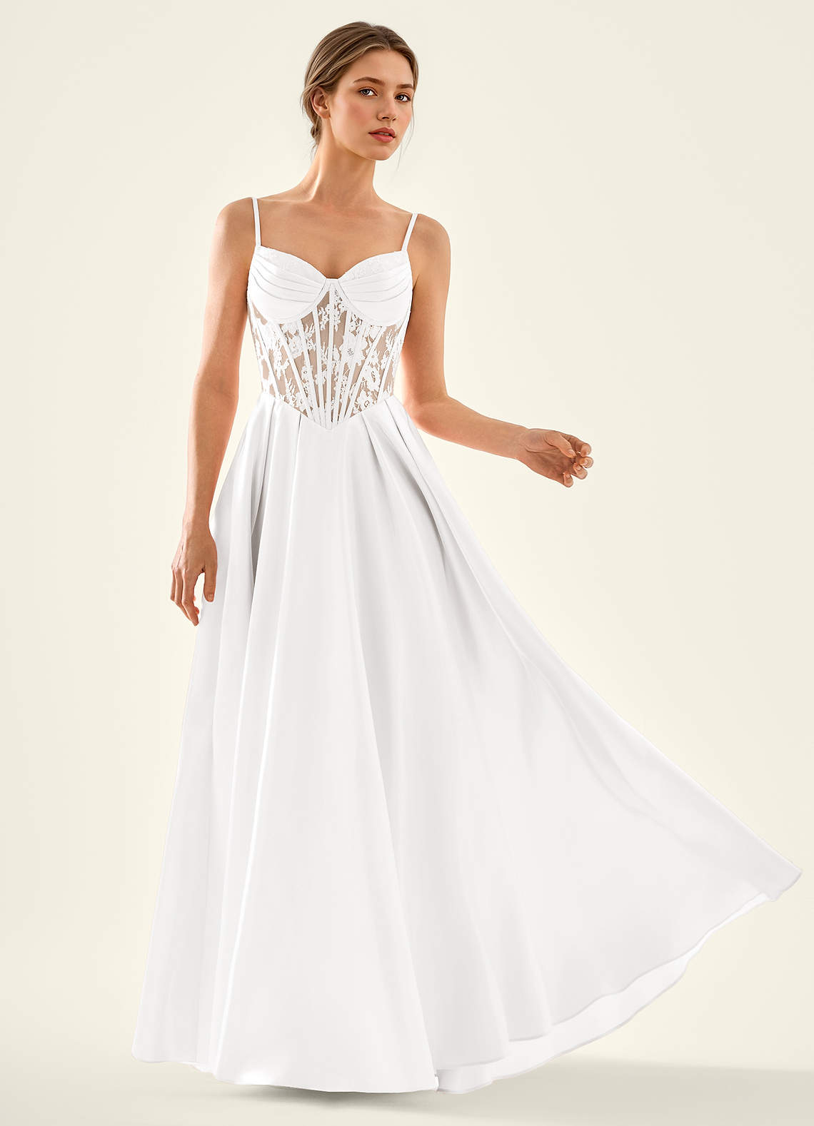 Nimbus White Cutout Corset Satin Prom Dress | Azazie Nimbus White Cutout Corset Satin Prom Dress | Azazie