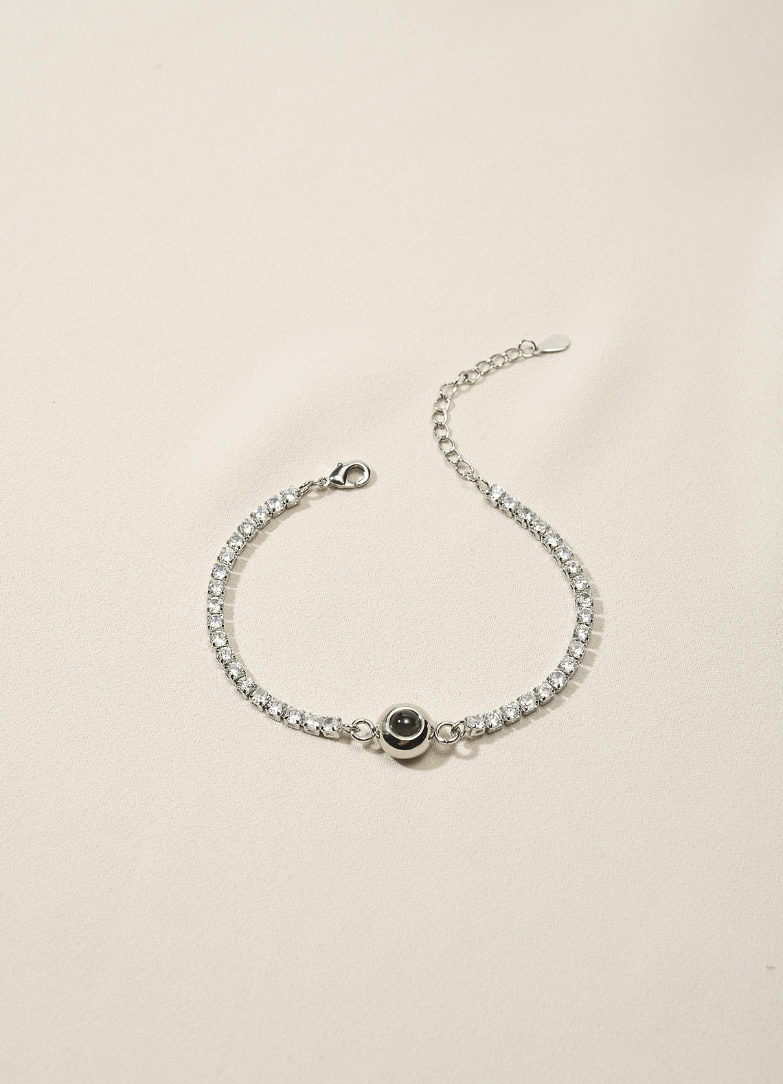 front Custom Photo Projection Rhinestone Tennis Bracelet