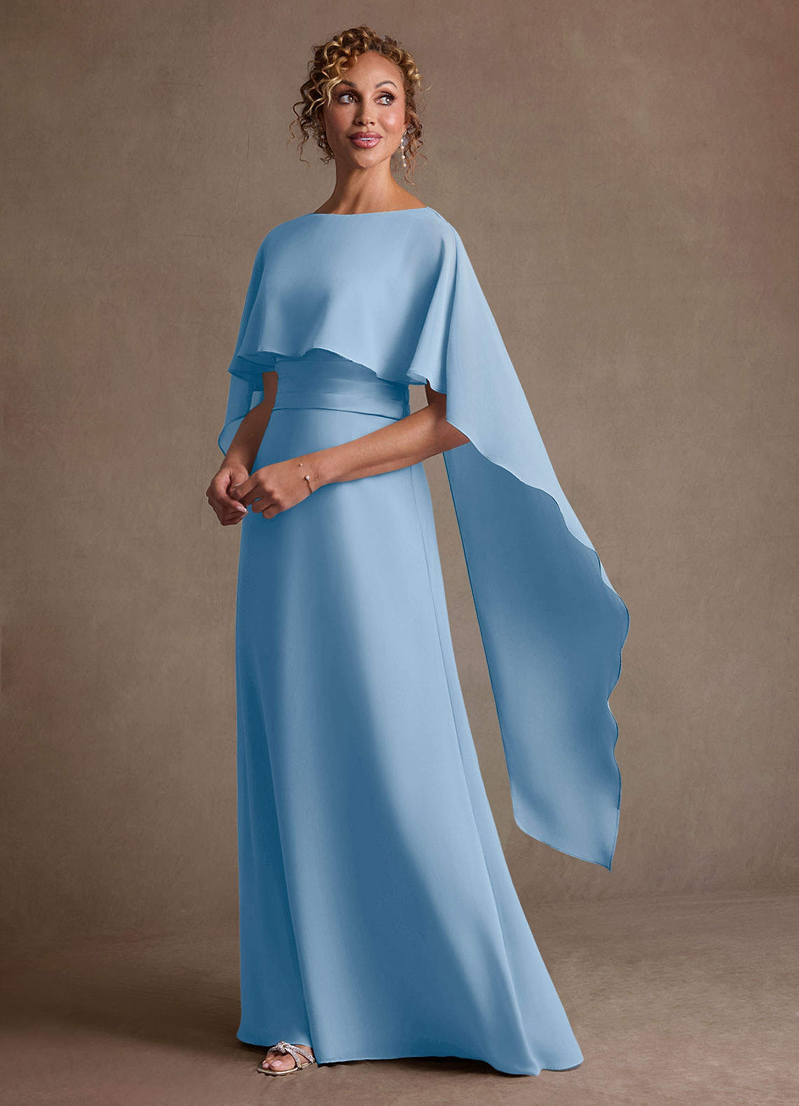Azazie Marilla Mother of the Bride Dresses Powder Blue A-Line Pleated Chiffon Dress image4