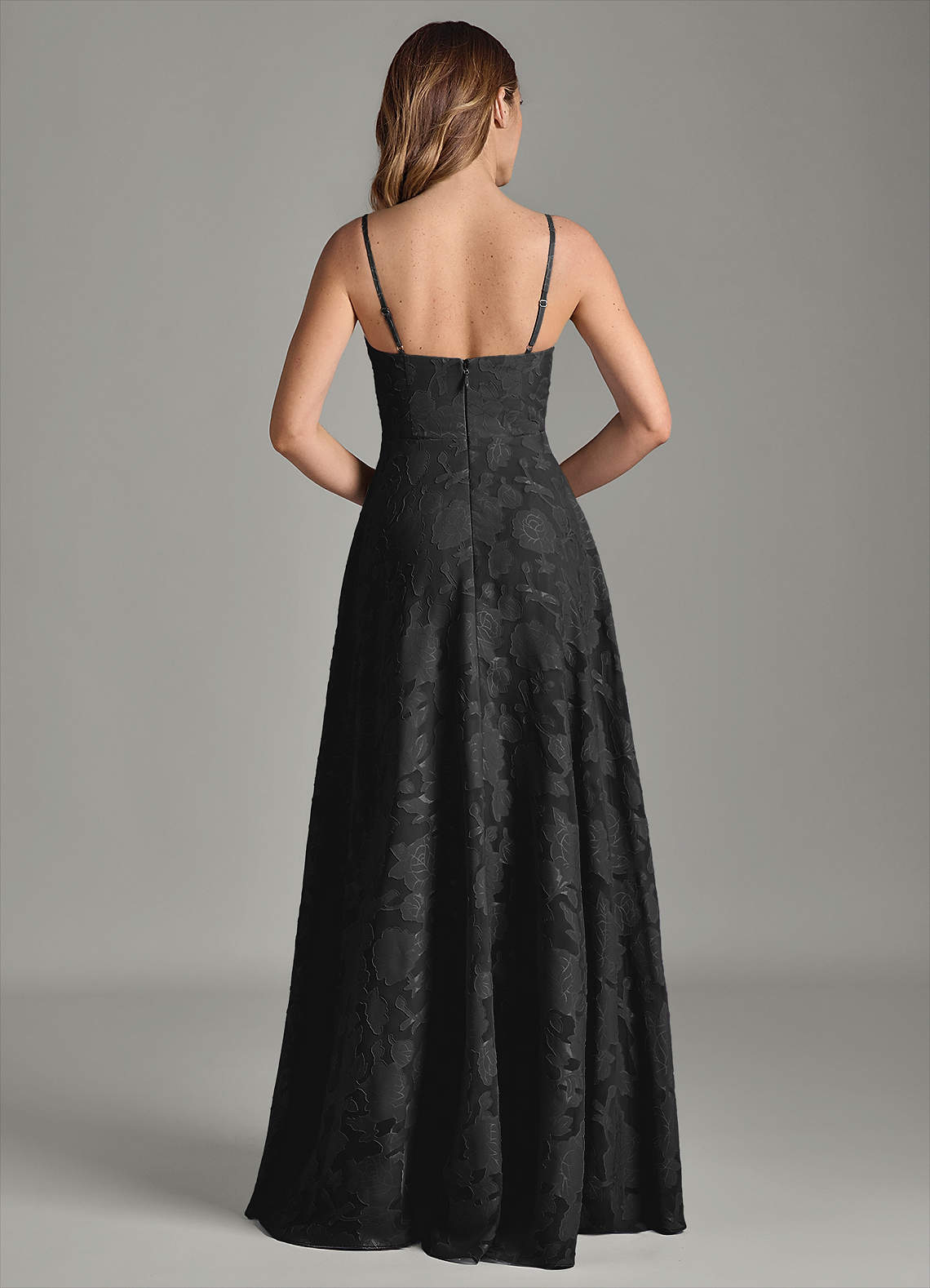 Azazie Amani Brautjungfernkleider A-Linie Plissee Blumen-Burnout Kleid Schwarz image5