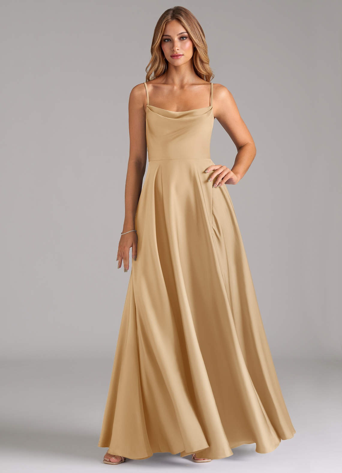 soft gold bridesmaid dresses Naomi Gold Clasp Detailed Midi Dress Hot Pink – Canella Lane main image 0