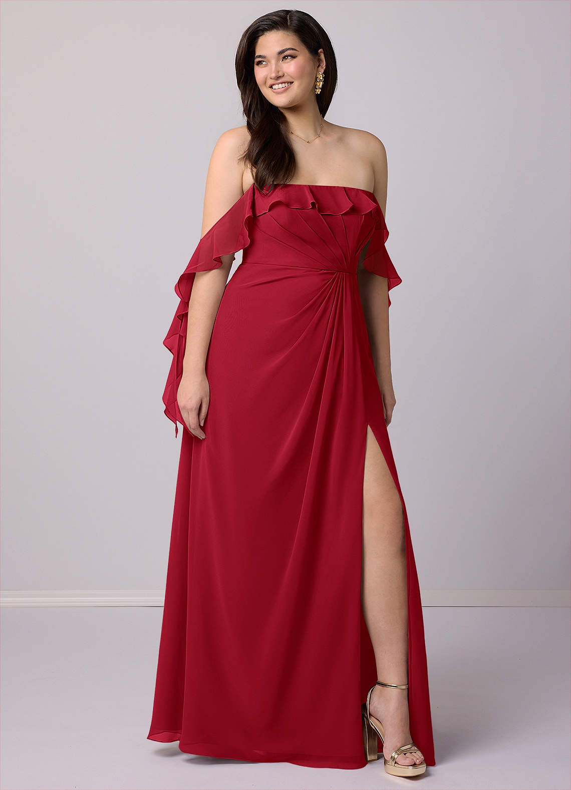 Barbie ♥ Azazie Final Sale Scarlet A-Line Off the Shoulder Chiffon Convertible Dress image1