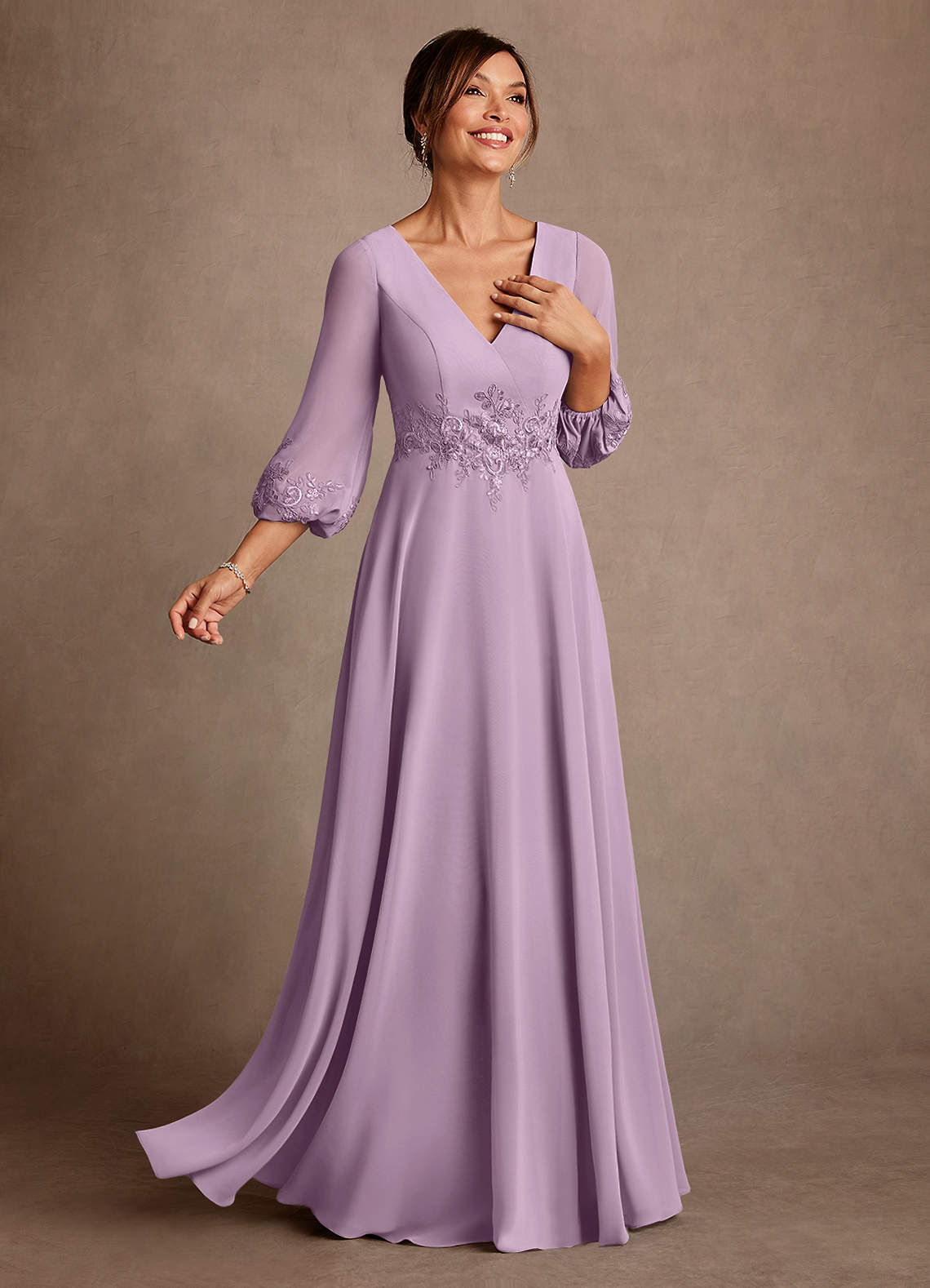 Azazie Yorba Mother of the Bride Dresses Wisteria A-Line Lace Chiffon Dress image1
