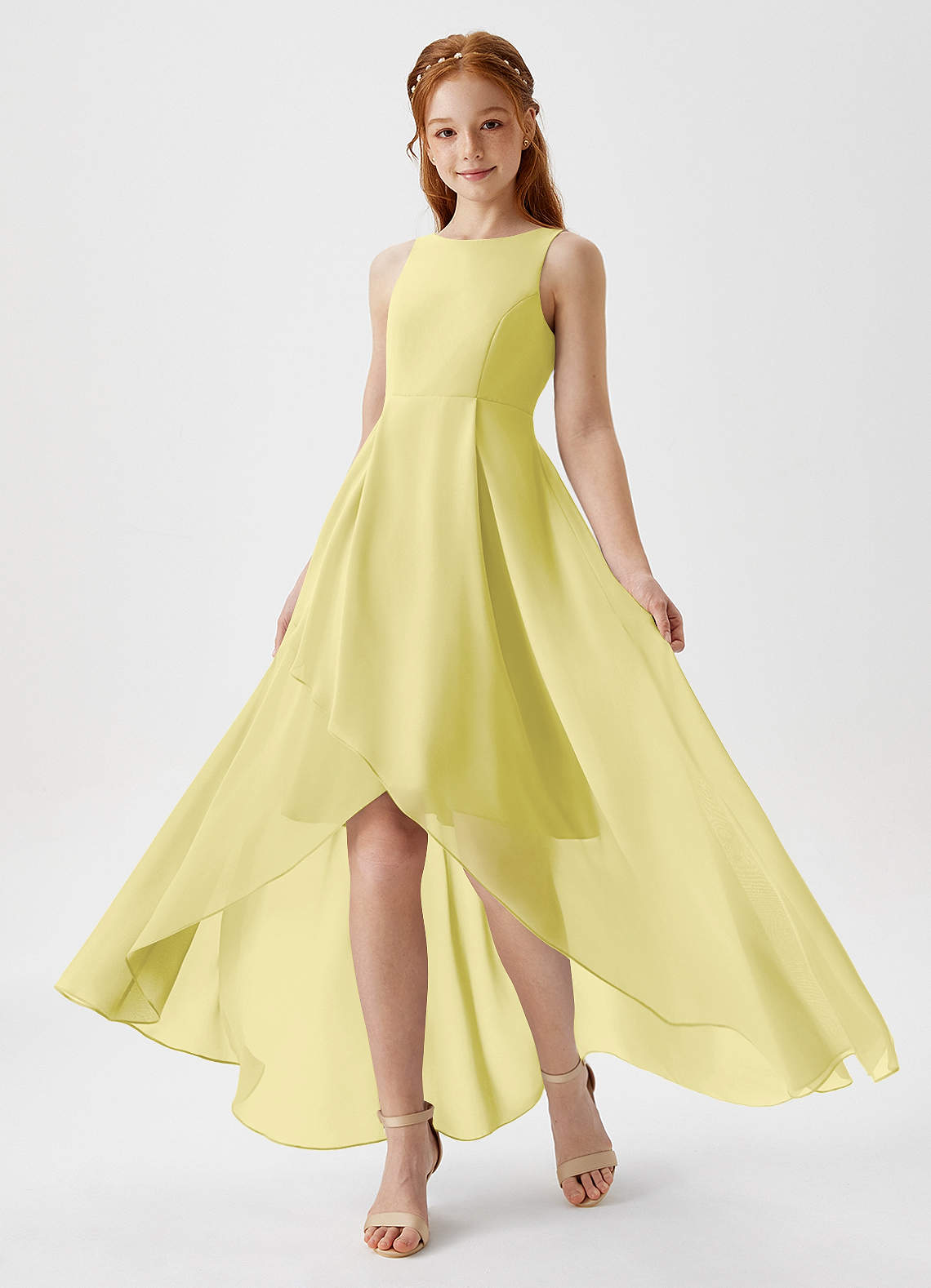 yellow junior bridesmaid dresses Pretty Lace Girls Wedding Guest Dress With A-Line Skirt