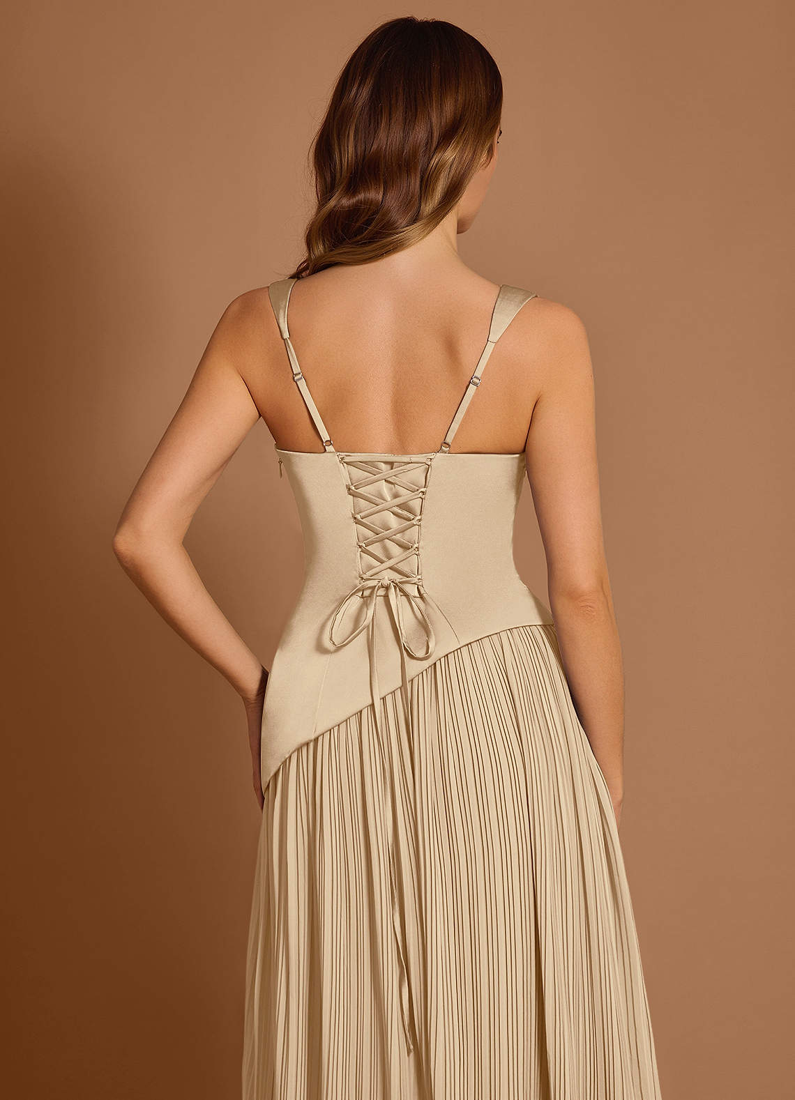 Azazie Wedding Guest Dress Champagne Maxi A-Line Square