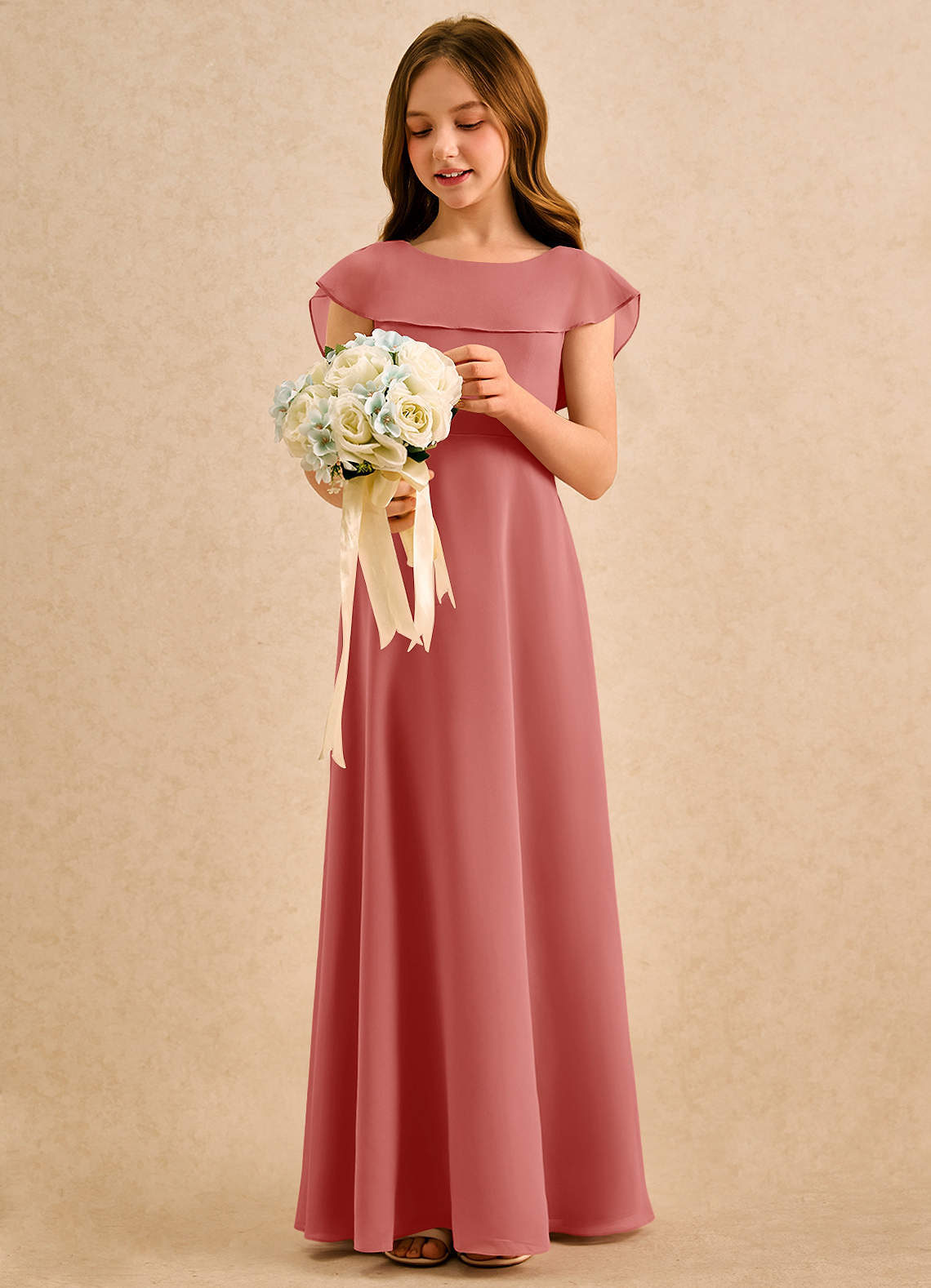 Azazie Kittie Girls Formal Flower Girl Klänningar Klänning A-Line i Chiffong image2