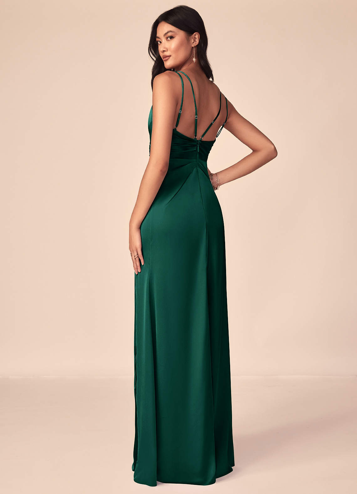 Azazie Aqua Emerald Stretch Satin Bridesmaid Dresses | Azazie