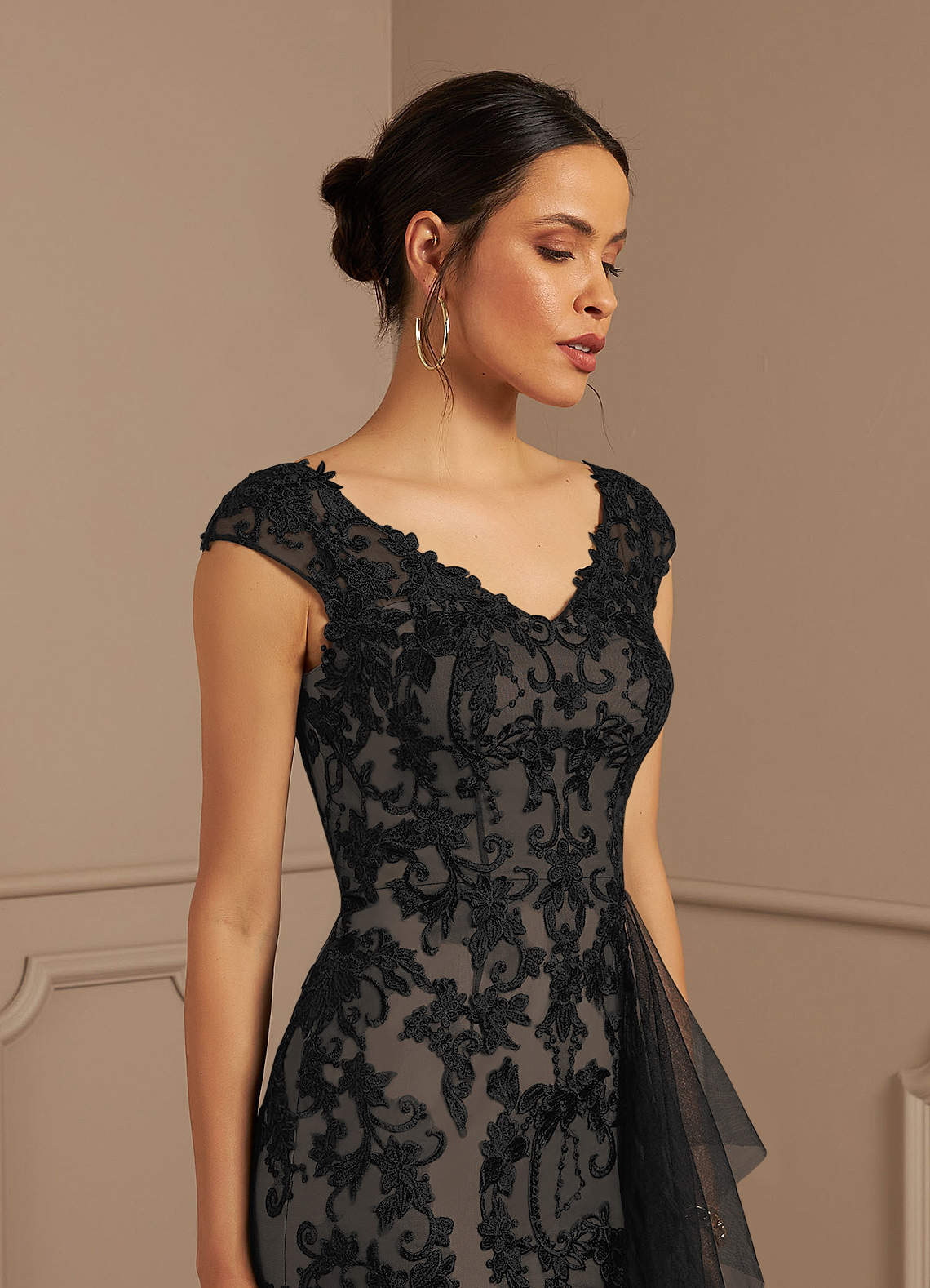 Azazie Melena Black Champagne Mermaid Lace Tulle Dress Ready to Ship | Azazie Azazie Melena Black Champagne Mermaid Lace Tulle Dress Ready to Ship | Azazie