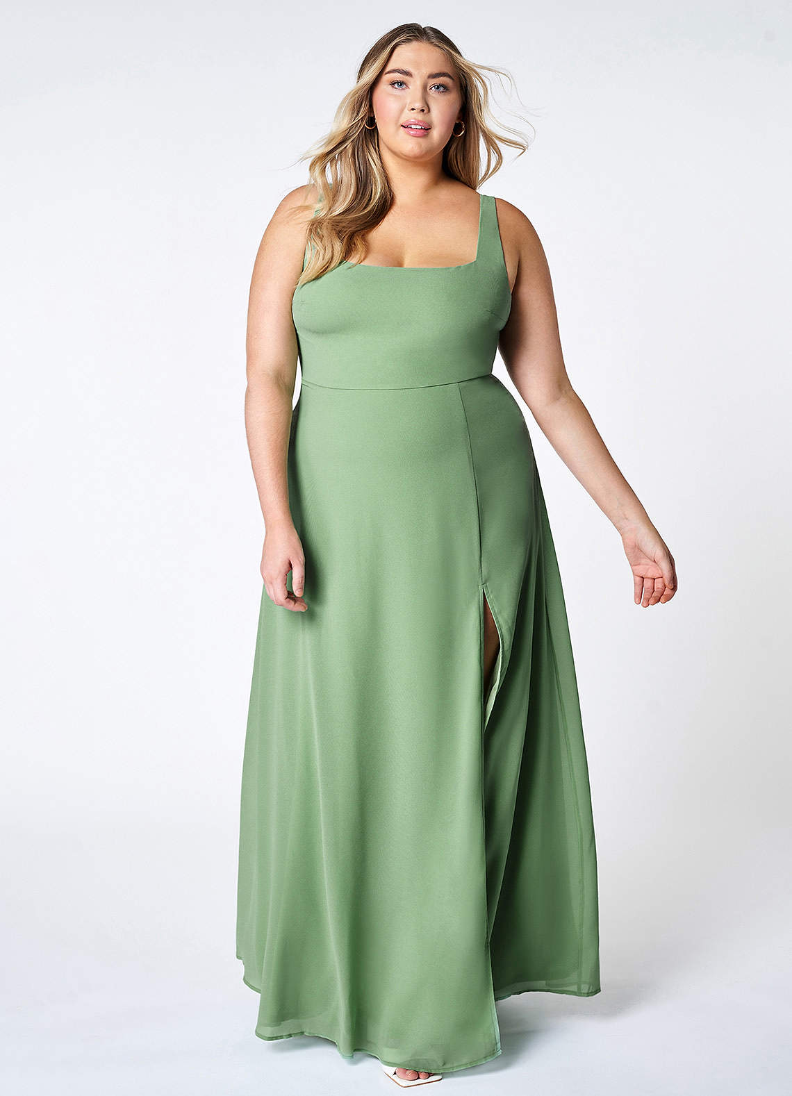 Perfect Day Sage Green Square Neck Maxi Dress image1