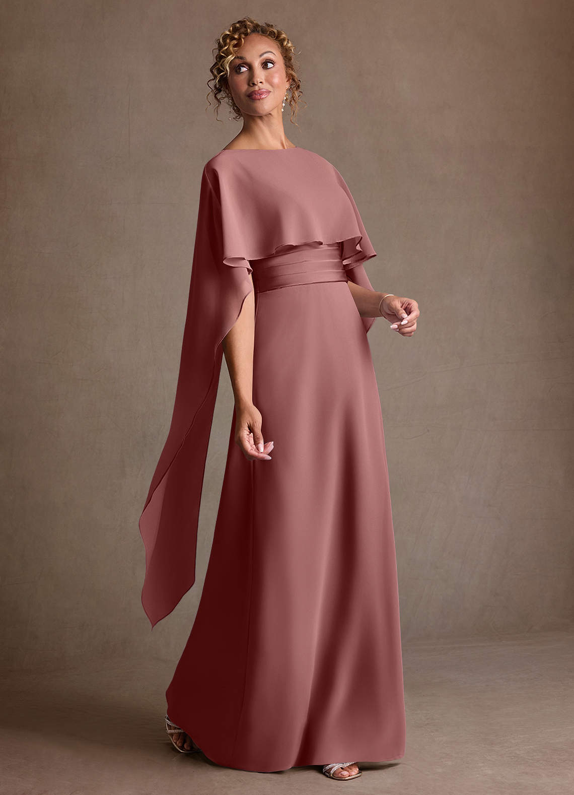 Azazie Marilla Brudens mor kjoler A-Line Plisseret Chiffon Gulv-længde Kjole image1