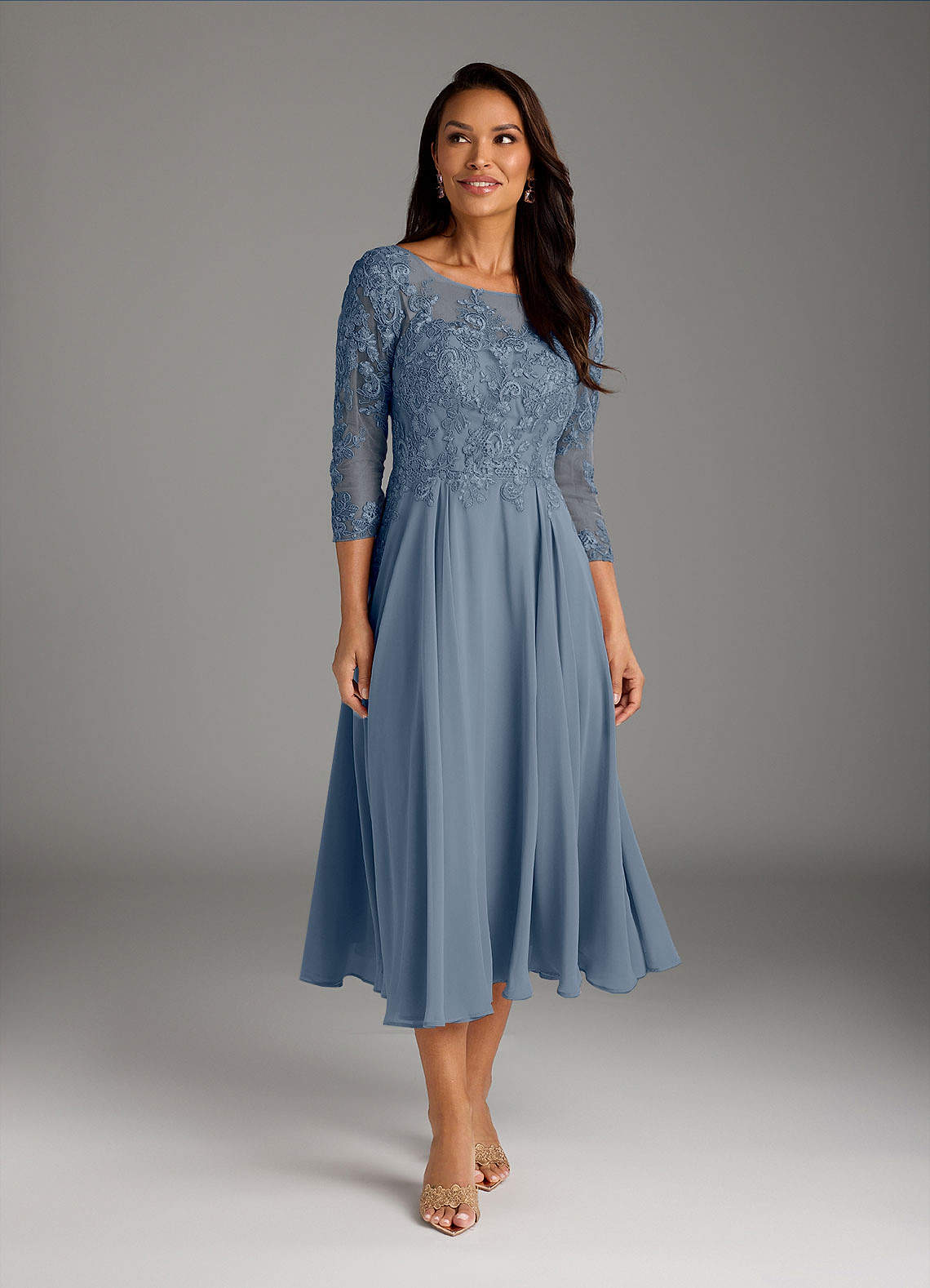 Azazie Marge Mother of the Bride Dresses Twilight A-Line Scoop Lace Chiffon Dress image1