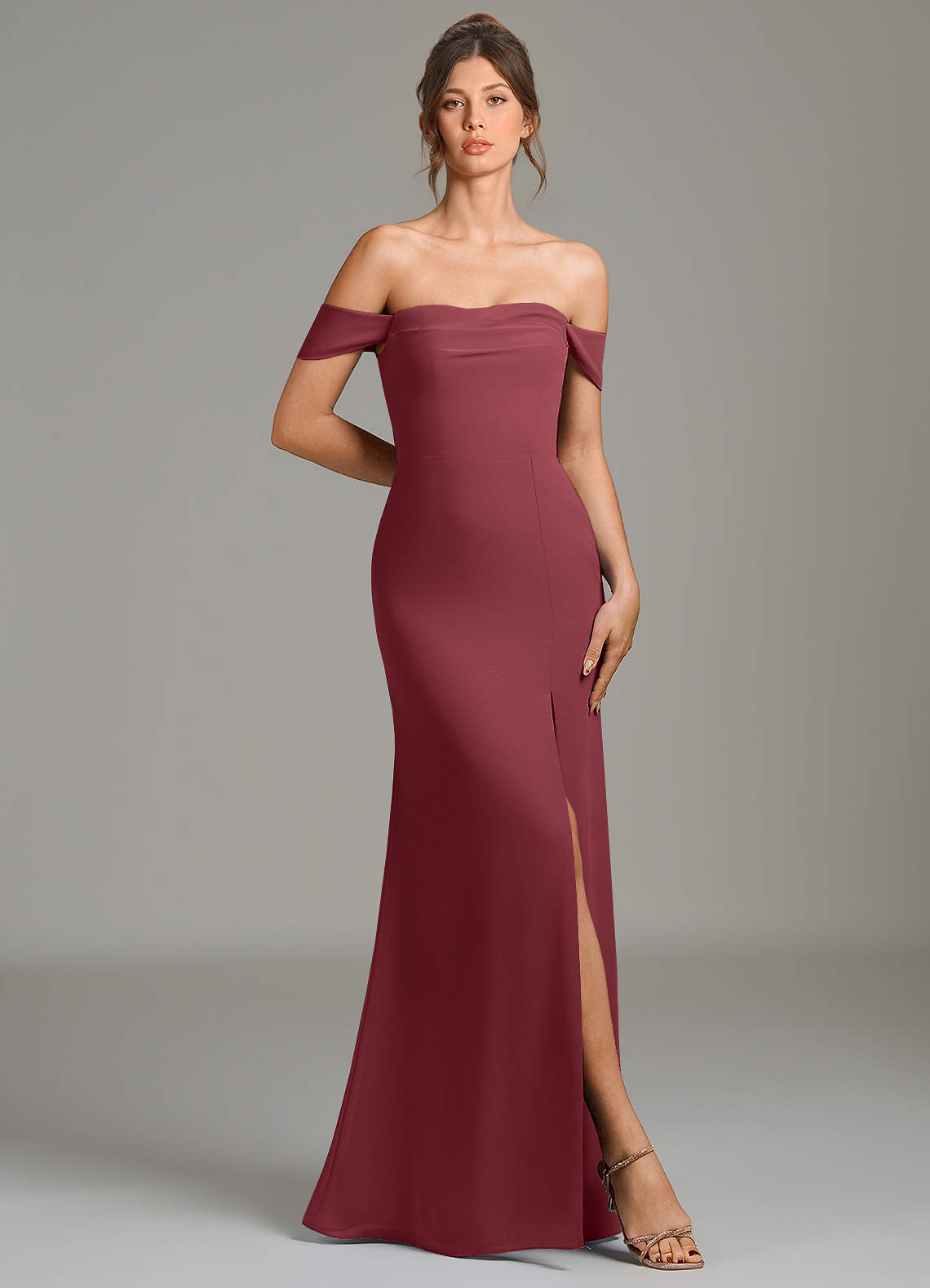 Azazie Charmaine Merlot Chiffon Bridesmaid Dresses