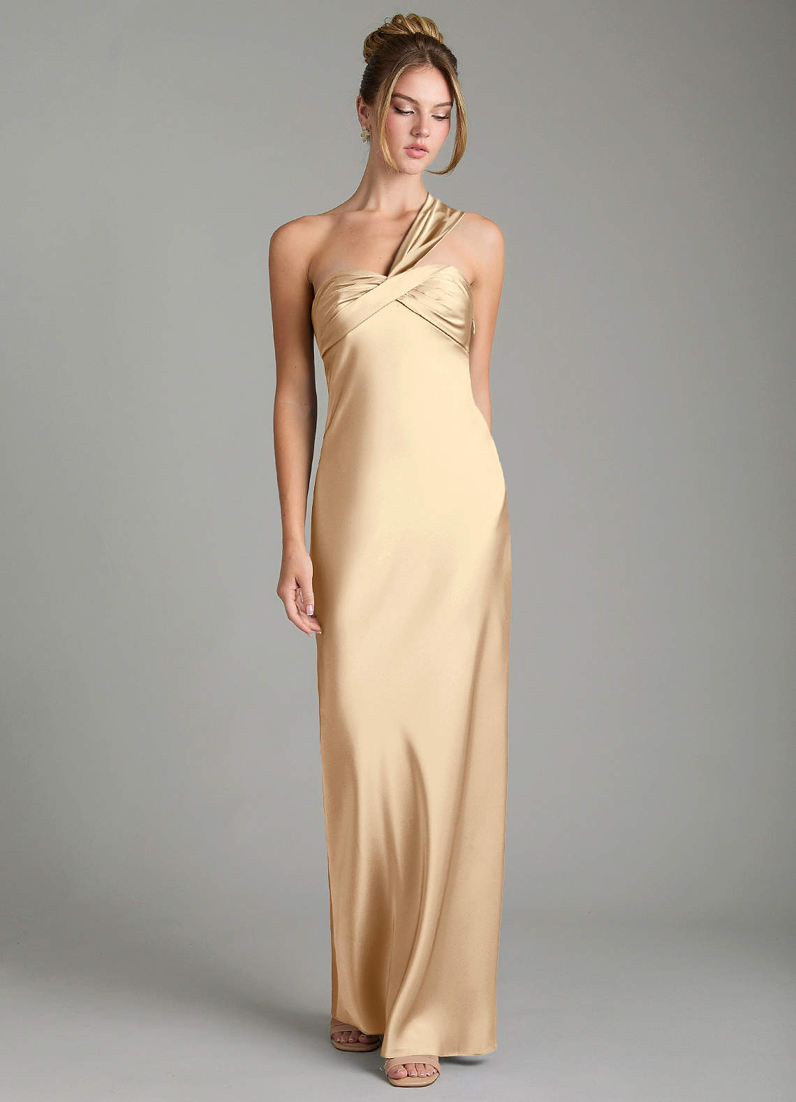 one shoulder satin bridesmaid dresses Azazie Margot Size:5XL/ US 20 day wear Category_Evening Matching Blue and White