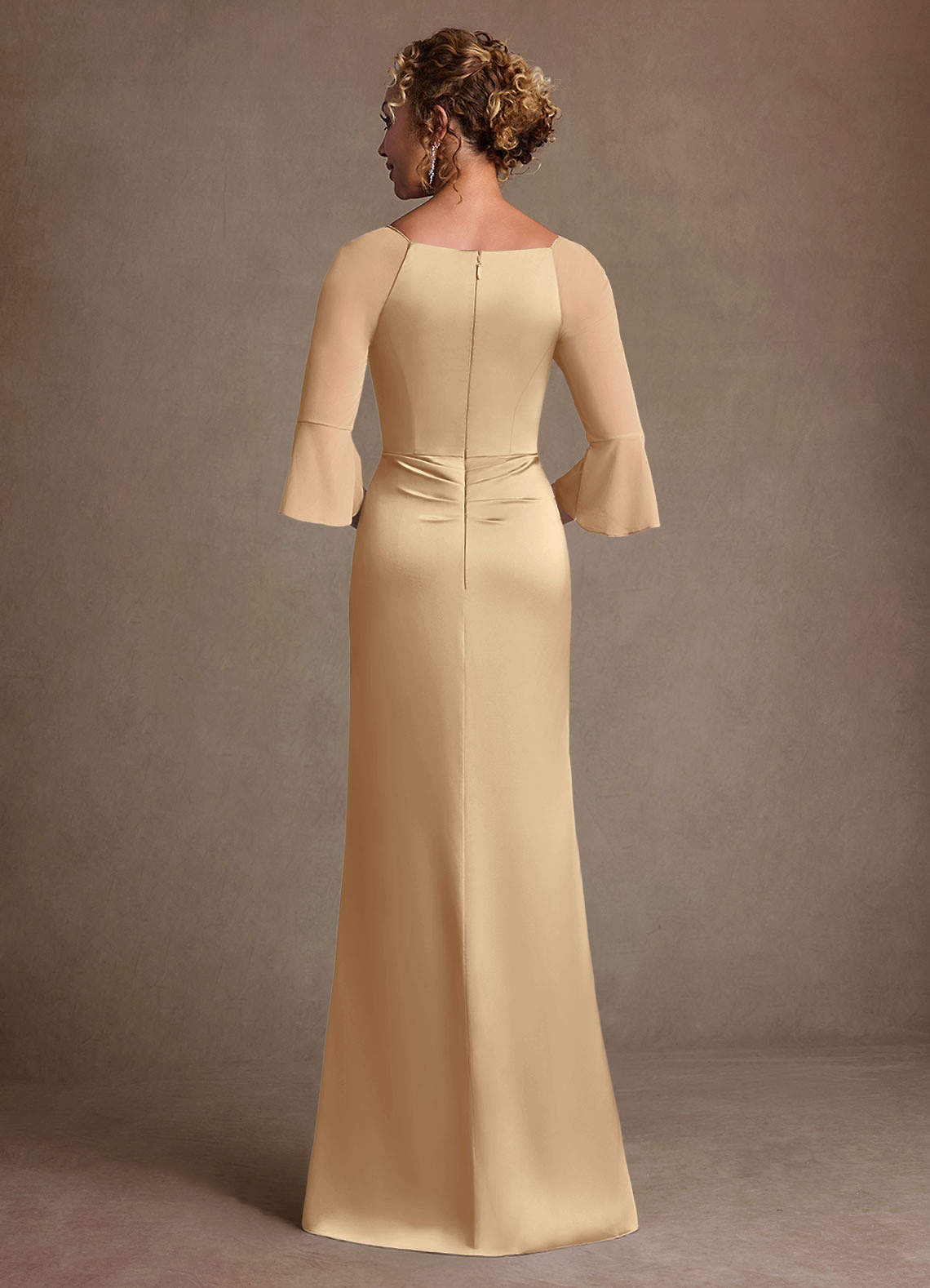 Azazie Nampa Final Sale Champagne Sheath Pleated Mesh Dress image1