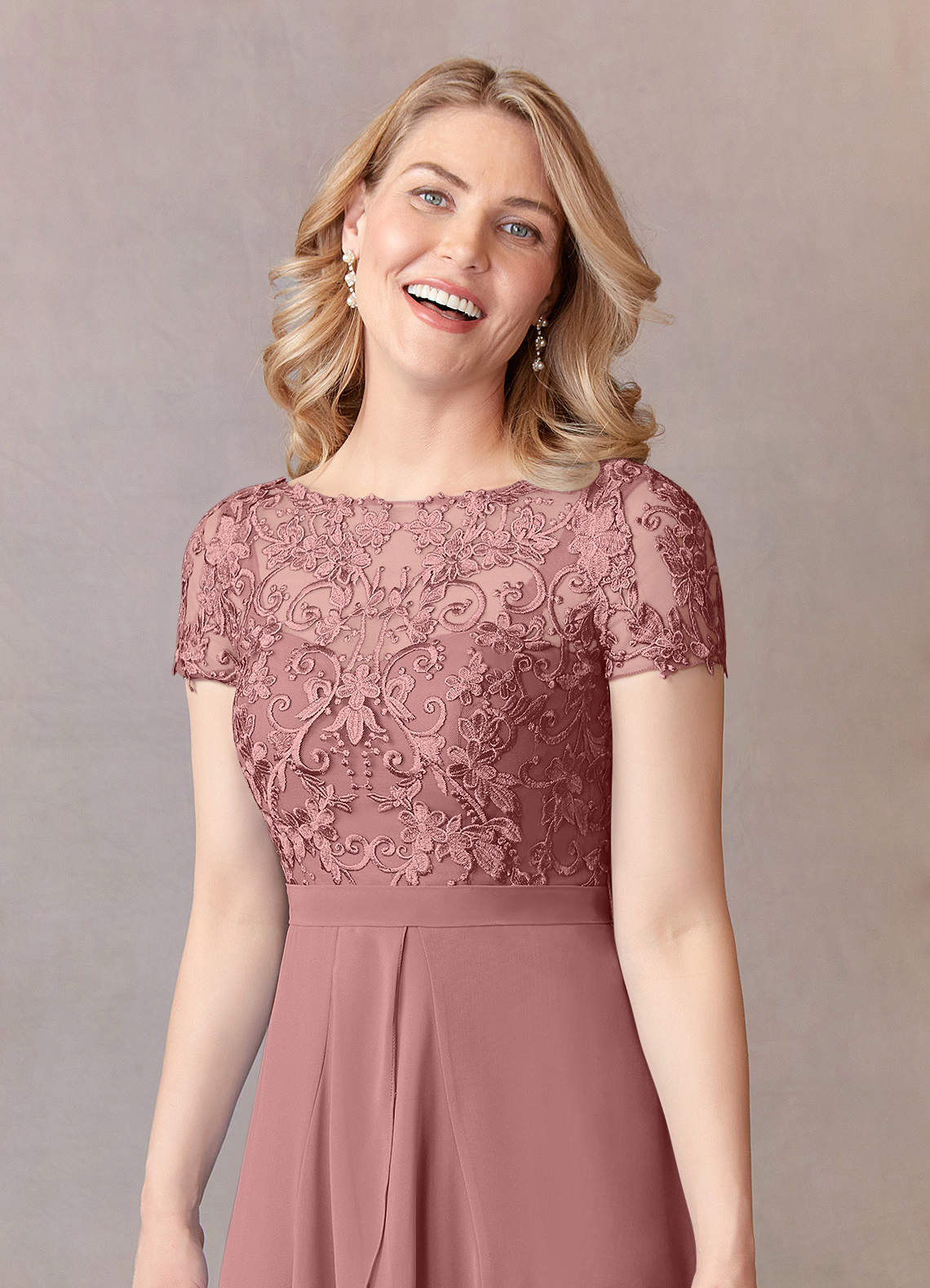 Azazie Mamie Desert Rose A Line Lace Chiffon Dress Mother Of The Bride