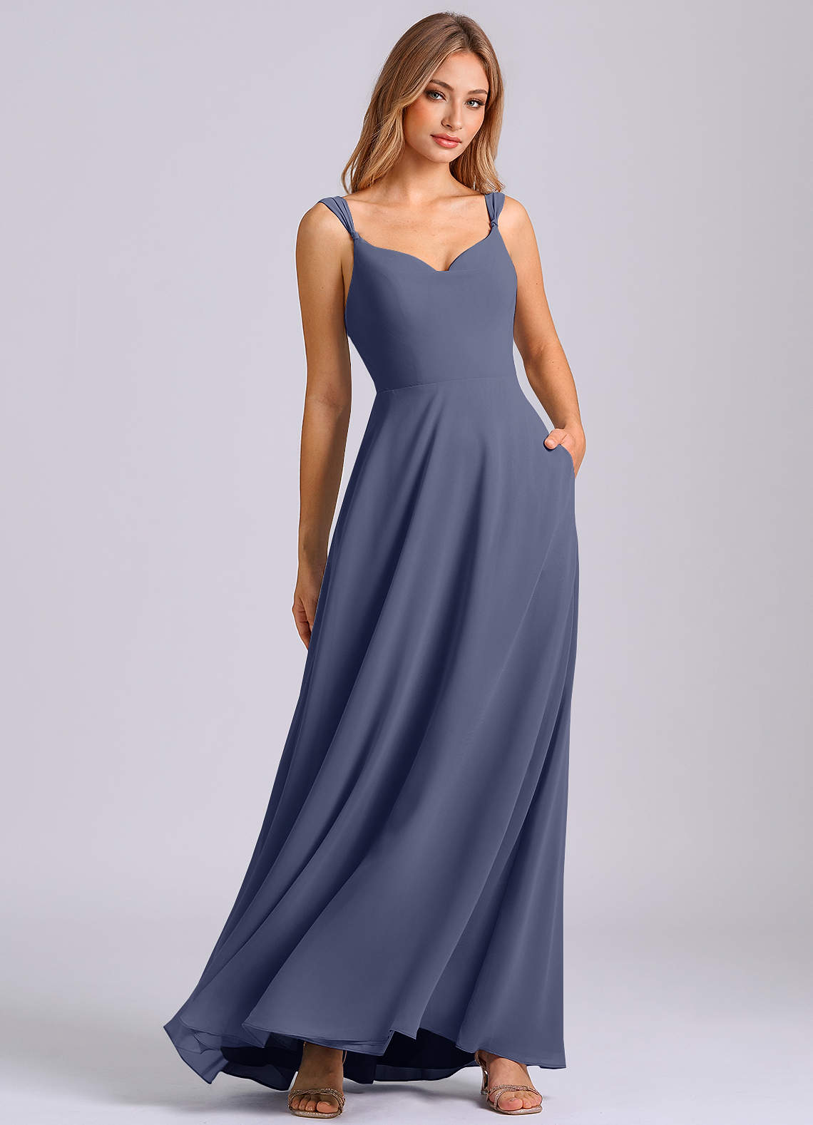 chinese dress ladies Classic Ruched V-Neck Jersey Sleeveless Bridesmaid Dresses