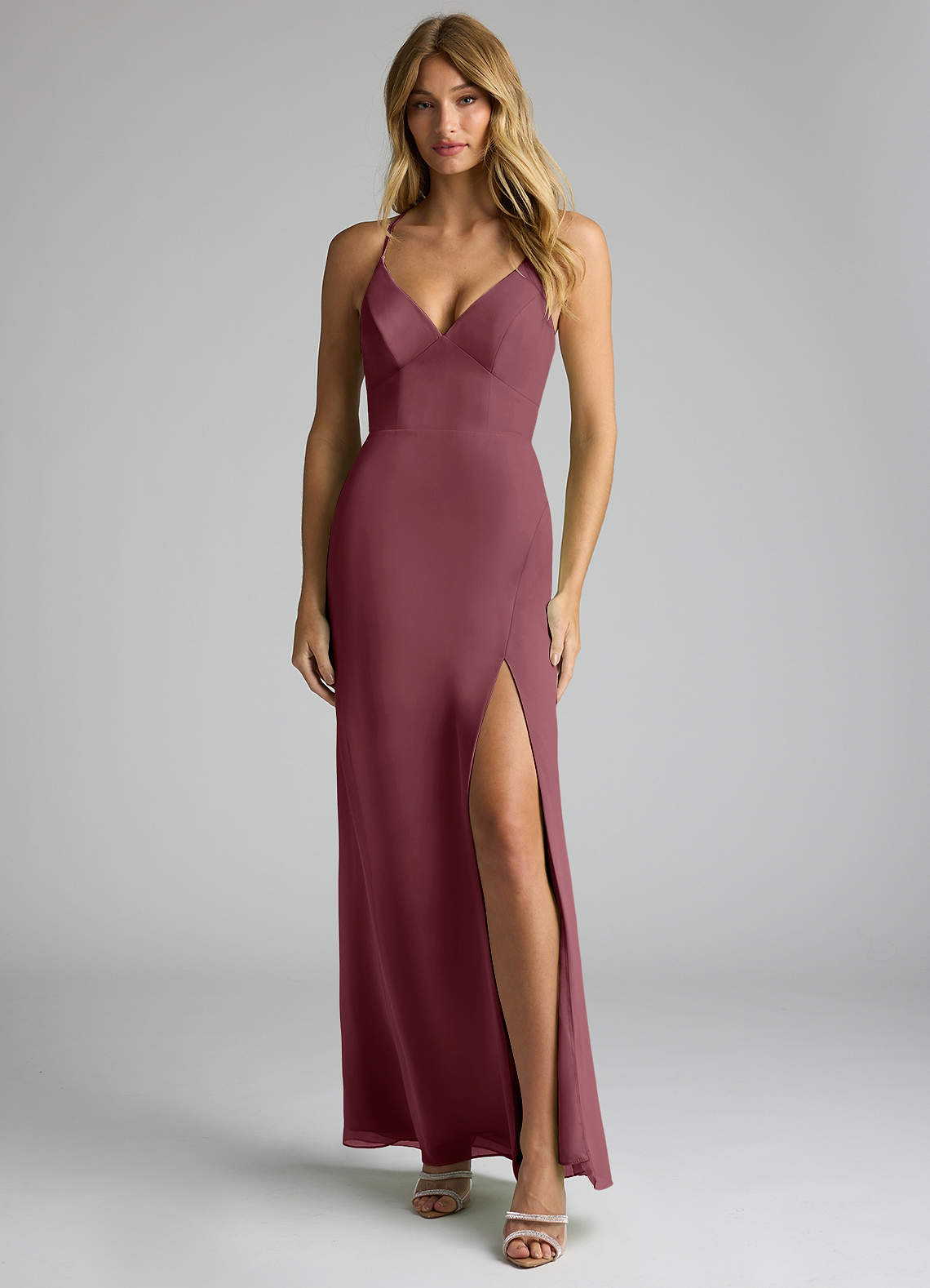 desert rose formal dress Azazie Becca Ready to Ship Chiffon Bridesmaid Dresses group-605