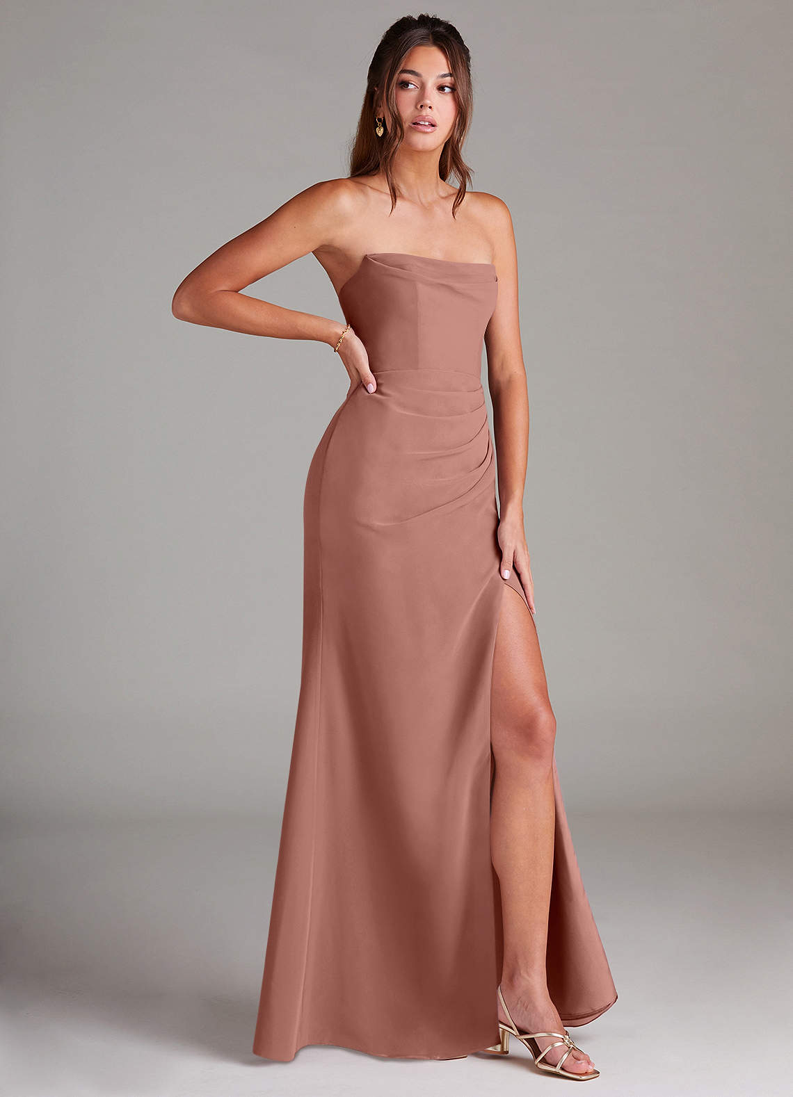 Azazie Leonis Bridesmaid Dresses Cedar Rose Sheath Strapless Chiffon Convertible Dress image7