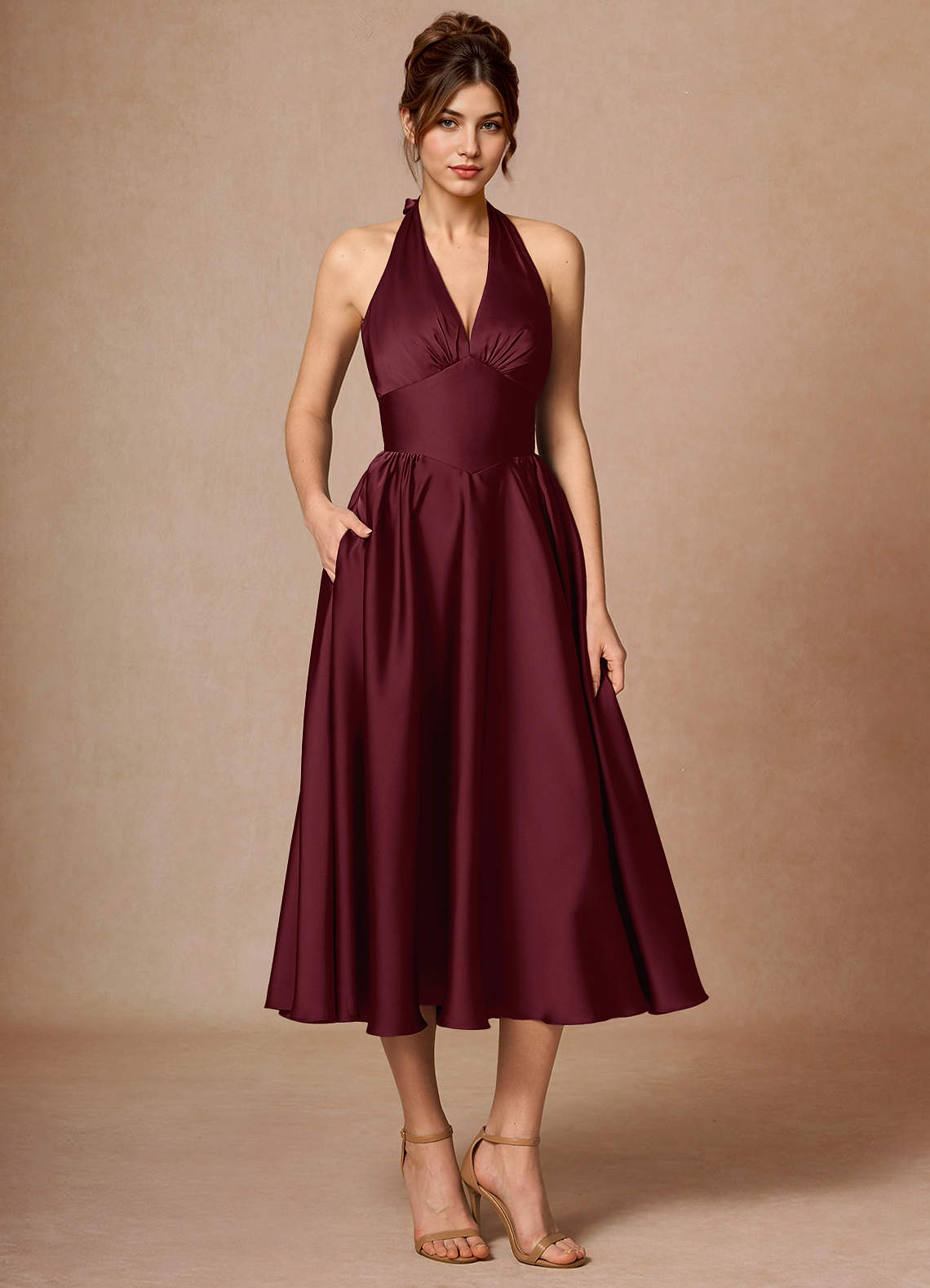 Dominique Wine Midi Dress image4