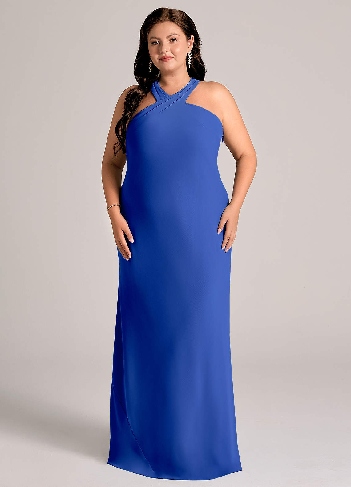 Azazie Doretta Abiti da Damigella Abito Sirena in Chiffon Plissettato Blu Reale image1
