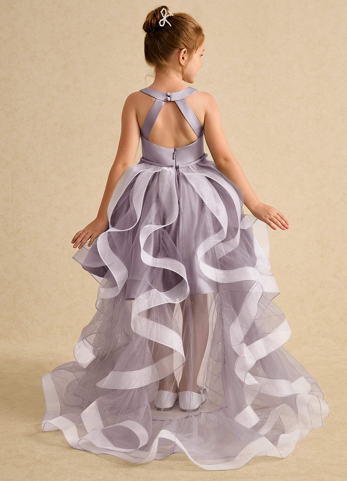 Azazie Julietta Flower Girl Dresses Dusk Ball-Gown Convertible Tulle Dress image1