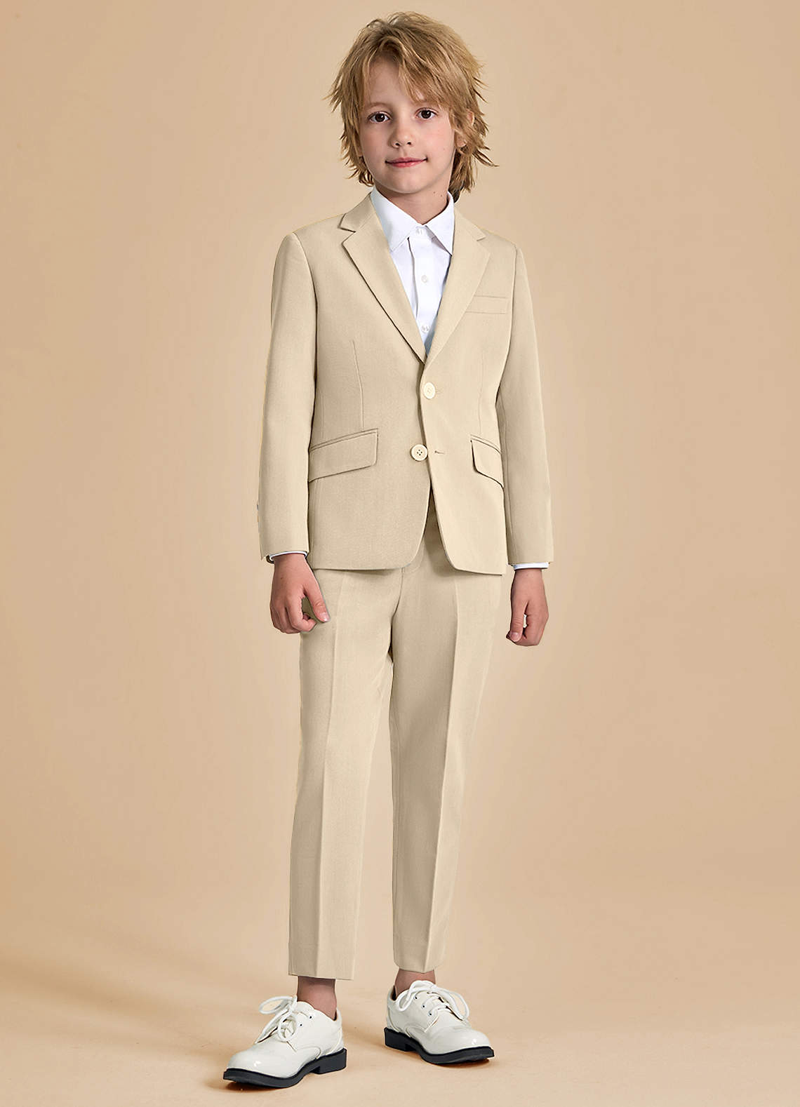 front Oliver Boys Tan 2-Piece Suit