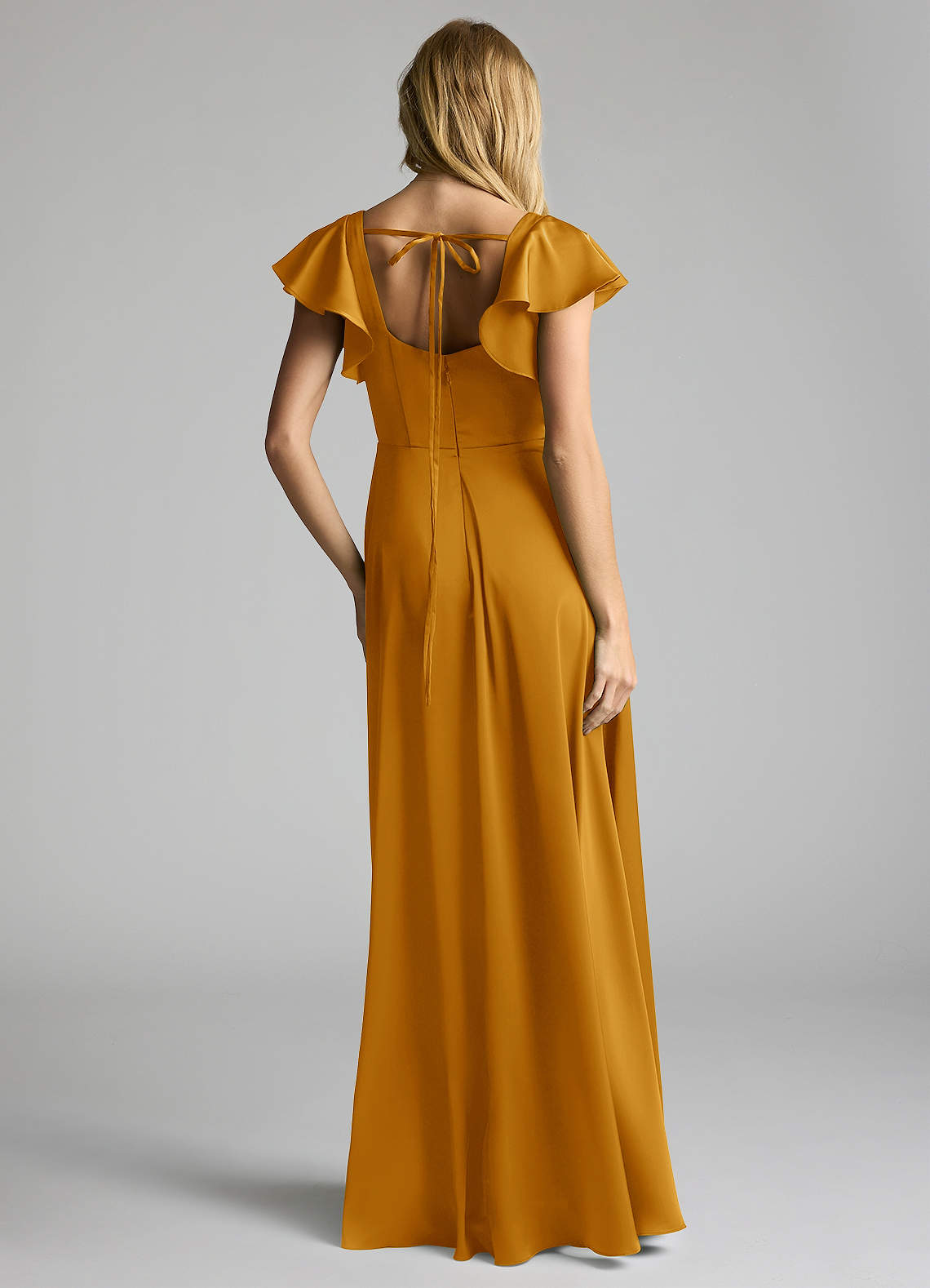 Azazie Bondi Butterscotch Stretch Satin Bridesmaid Dresses | Azazie