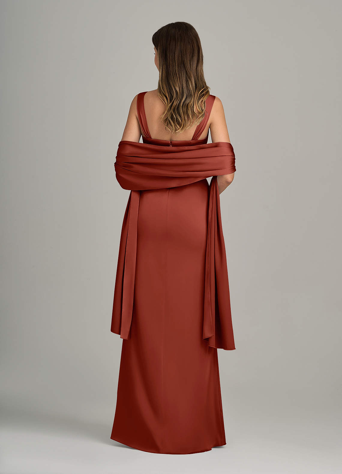 front Azazie Matching Color Stretch Satin Shawl