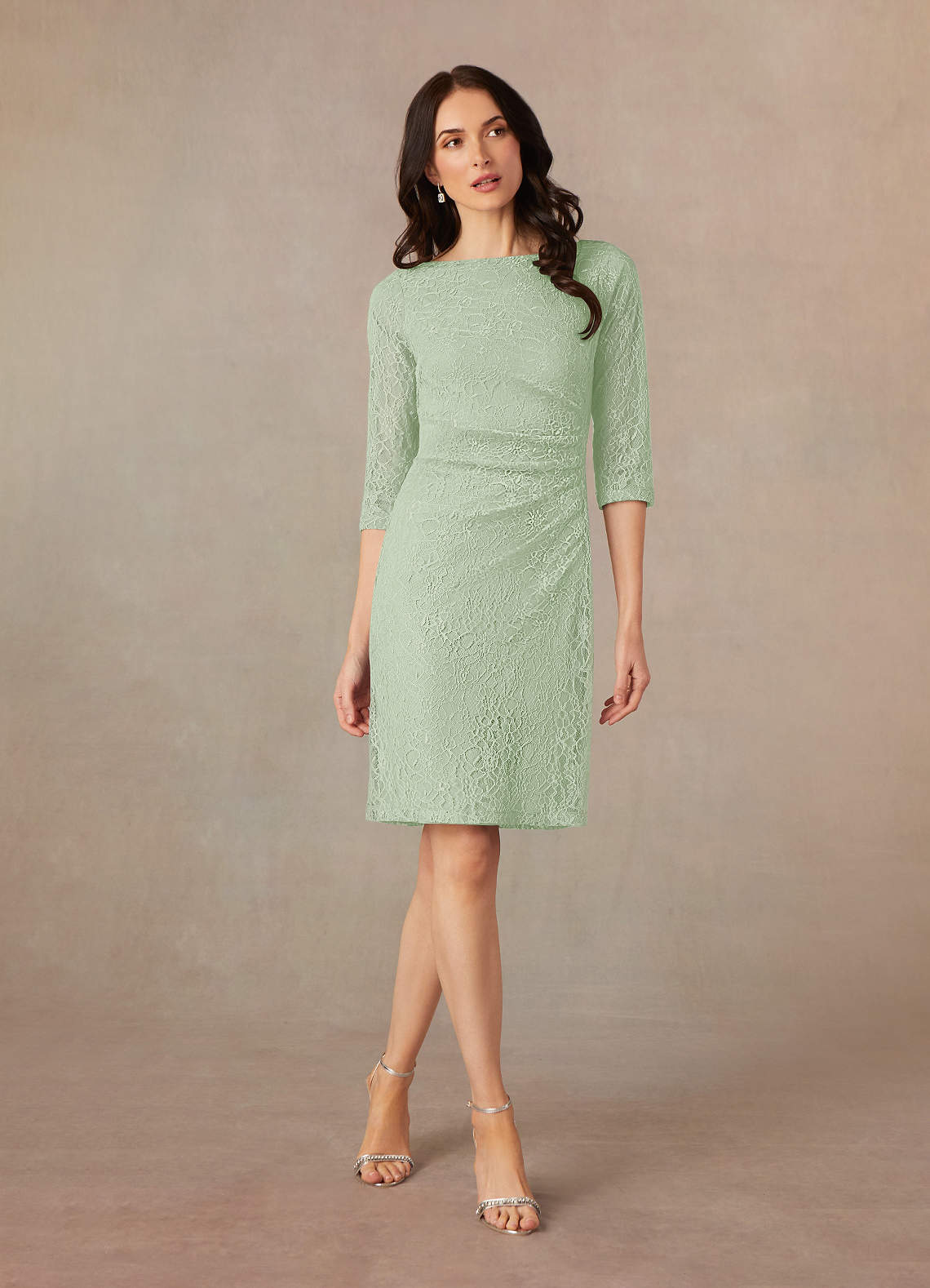 Azazie Lola Mother of the Bride Dresses Dusty Sage Sheath Lace Dress image1
