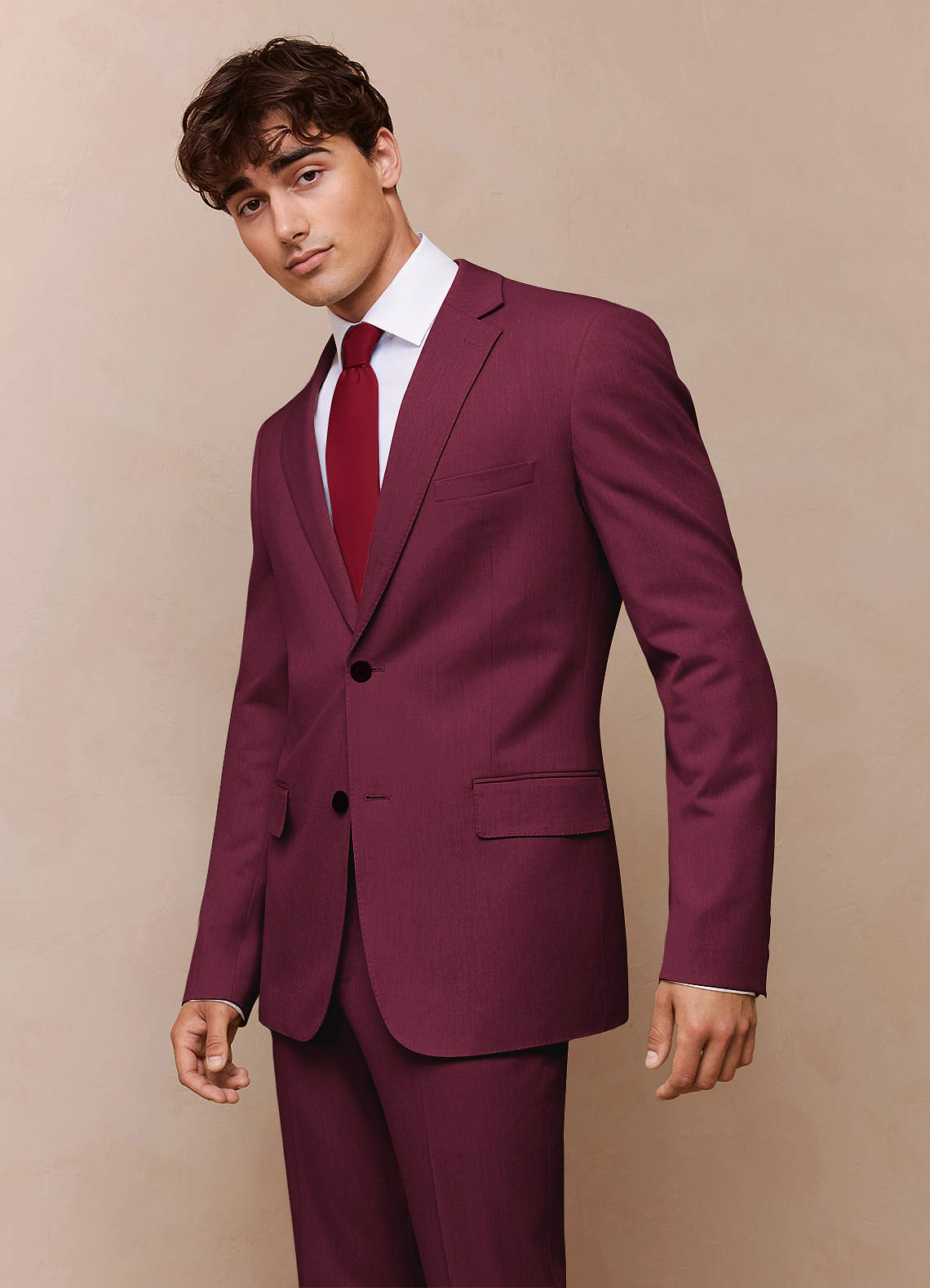 front James Burgundy Structured Stretch Suit Jacket