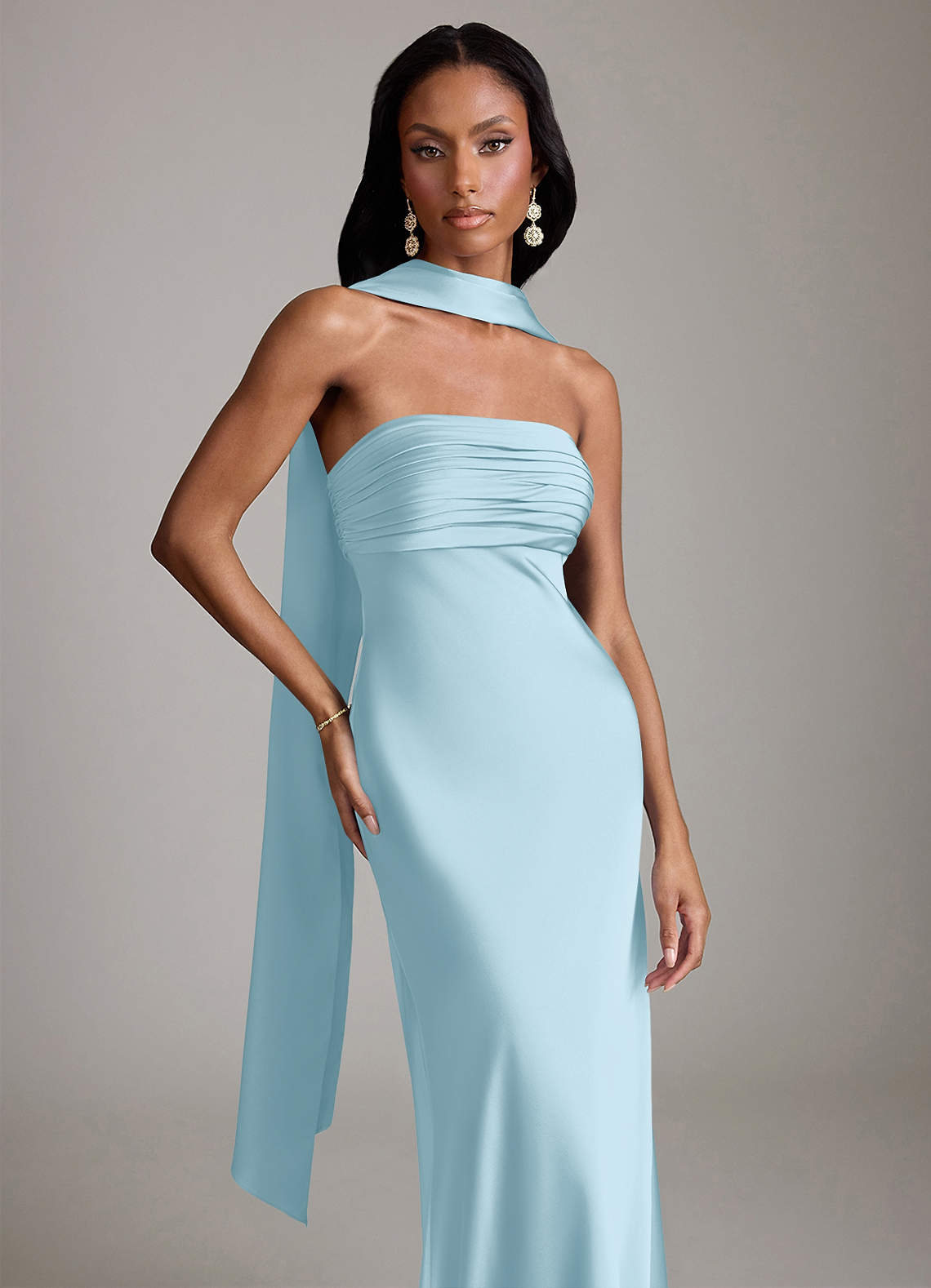 Azazie Saylor Sky Blue Stretch Satin Bridesmaid Dresses