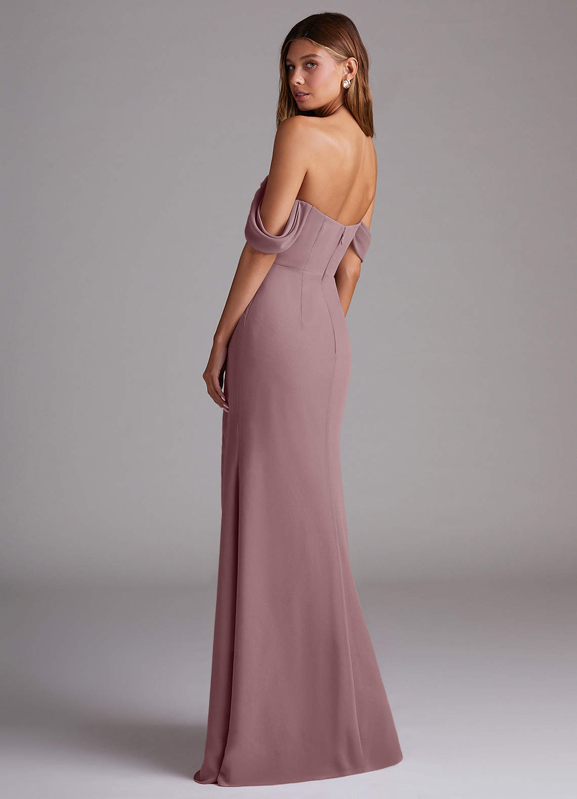 Azazie Saige Bridesmaid Dresses Dusty Rose A-Line Off the Shoulder Chiffon Convertible Dress image7