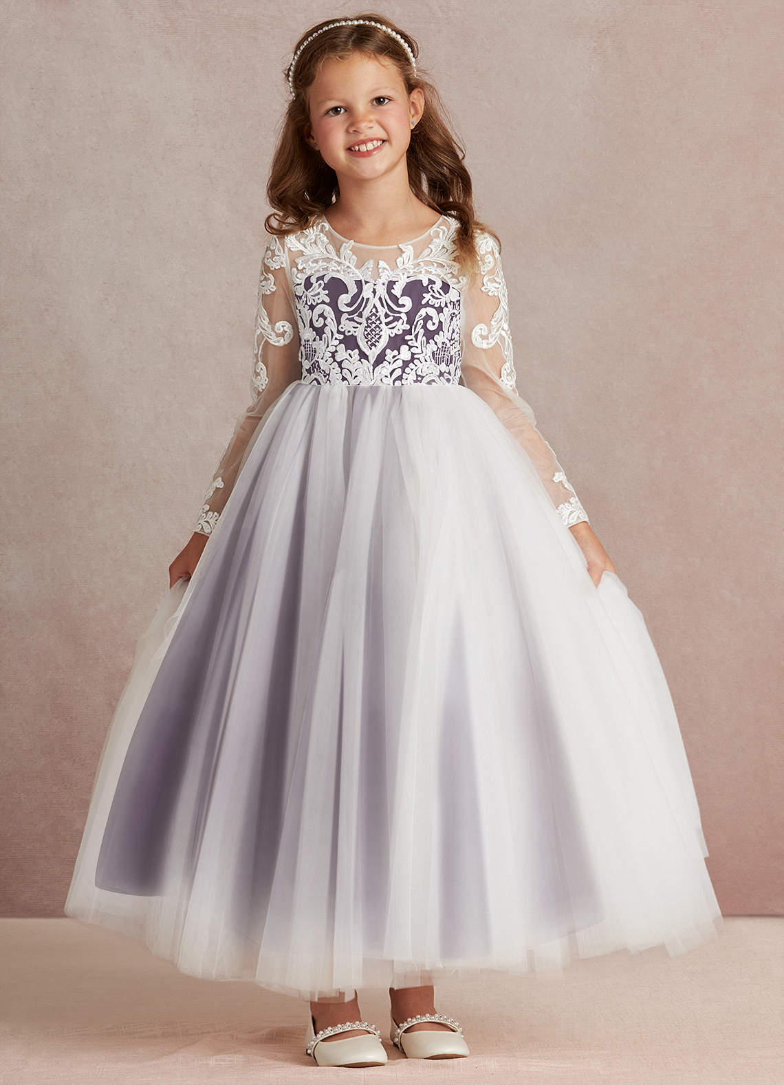 Azazie Elodie Ivory Plum Ball-Gown Lace Dress | Azazie DE