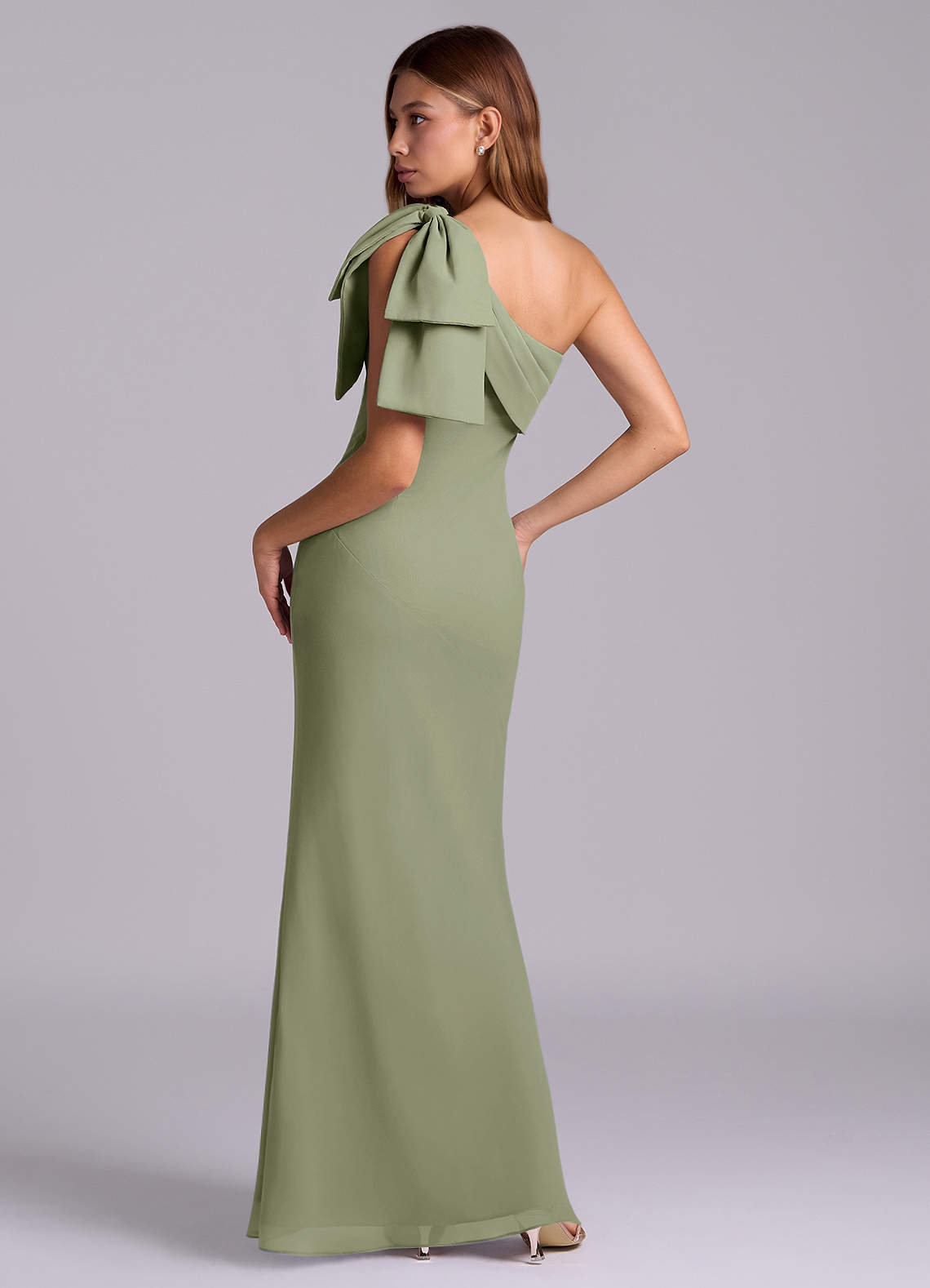 Azazie Yuanna Bridesmaid Dresses Pistachio Mermaid One Shoulder Chiffon Dress image5