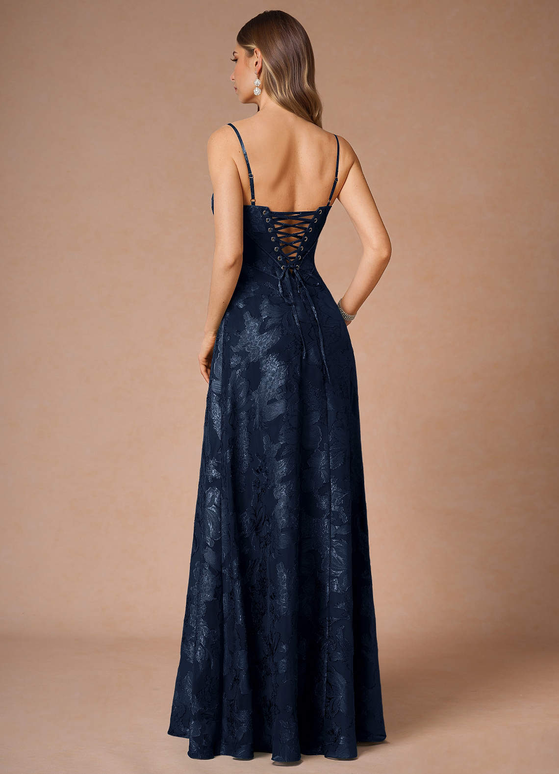 Hollis Navy Lace Back Maxi Dress | Azazie